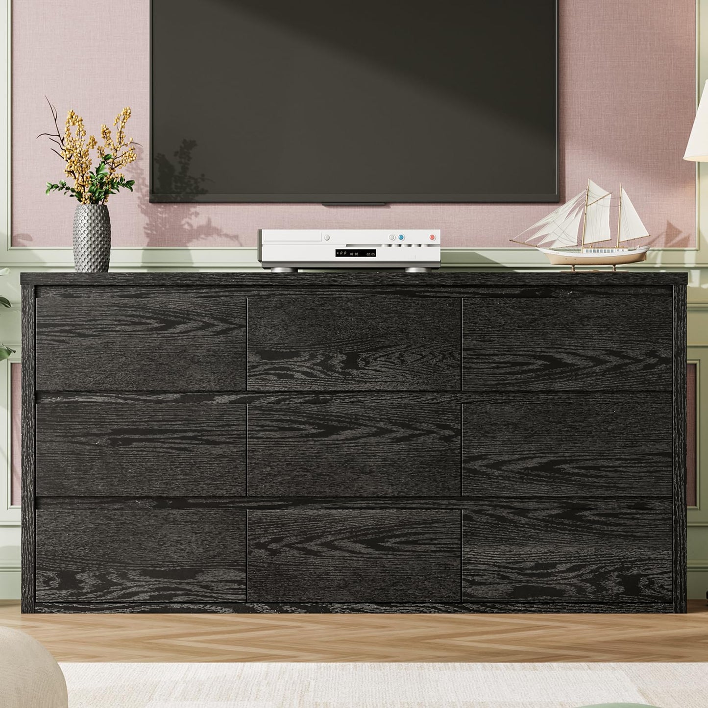 GarveeHome 9 Drawer Dresser for Bedroom, Wide Modern Chest of Drawers, Large Wood Dresser Wooden Storage Organizer for Living Room, Hallway Entryway
