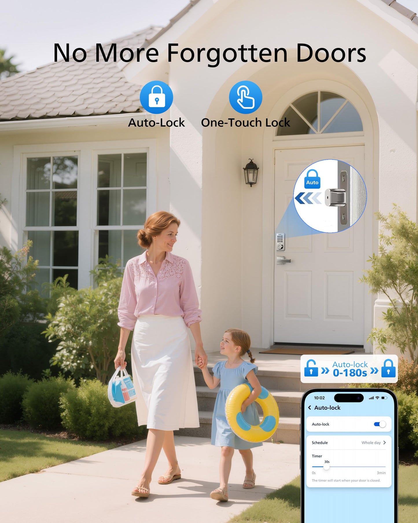 Philips WiFi Keypad Door Lock with Handle, Built-in WiFi, APP Remote Control, Voice & Fingerprint Unlock, Smart Locks for Front Door with Auto Lock, Keyless Entry Deadbolt, Satin Nickel