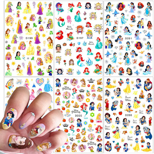 Cute Cartoon Nail Art Stickers Cartoon 3D Self Adhesive Nail Art Supplies Designer Nails Stickers Cute DIY Nails Designs Decals Art Decorations for Women 6 Sheets