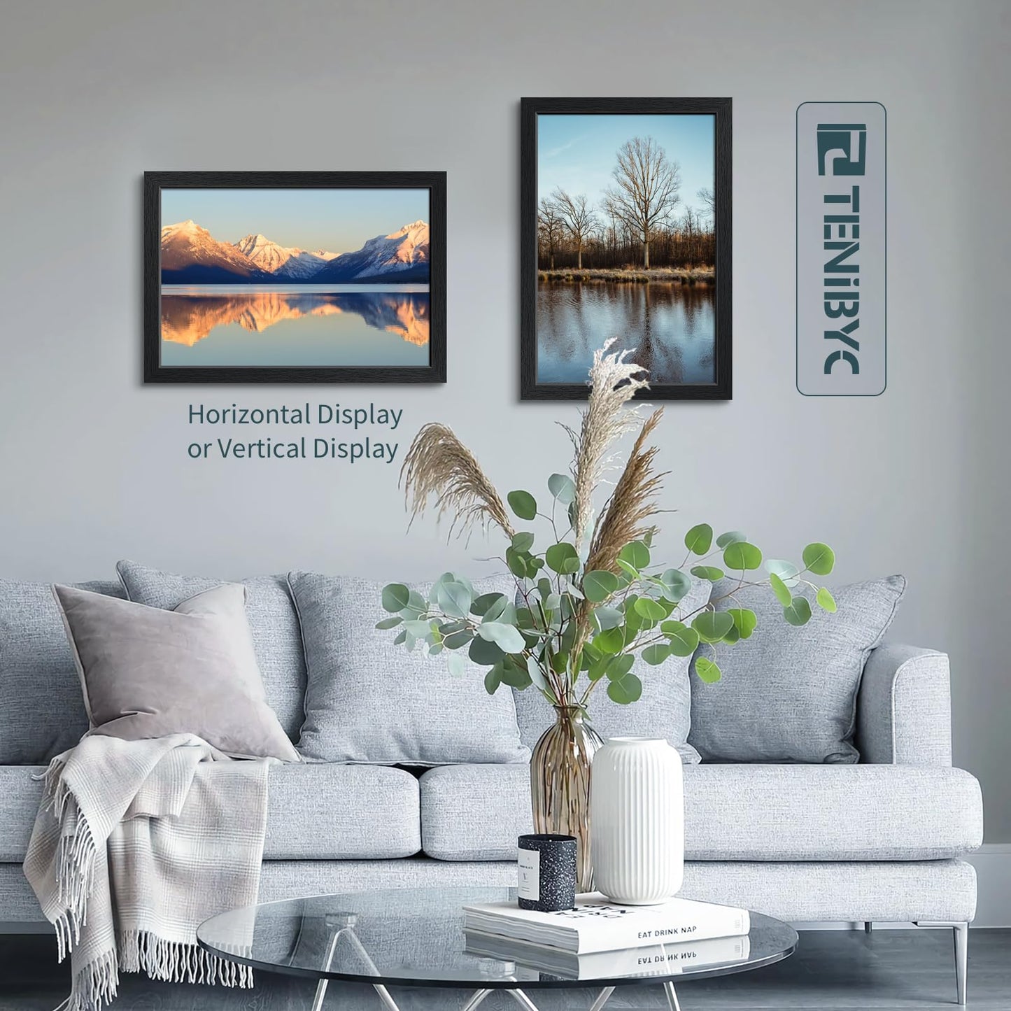 TENIBYC 12x18 Frame Set - 3 Pack, Textured Black Wooden Poster Frame with HD Tempered Glass, Room, Office, Gallery, Studio, and Hallway Decor - Wall Hanging