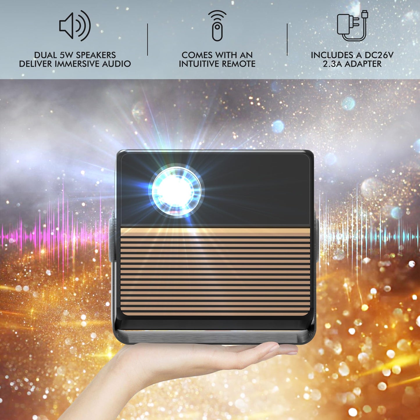 RCA Smart mini projector | 1080P Portable Projector with Wifi and Bluetooth | Movie Projector with Tilt Stand | Adjustable Screen Size