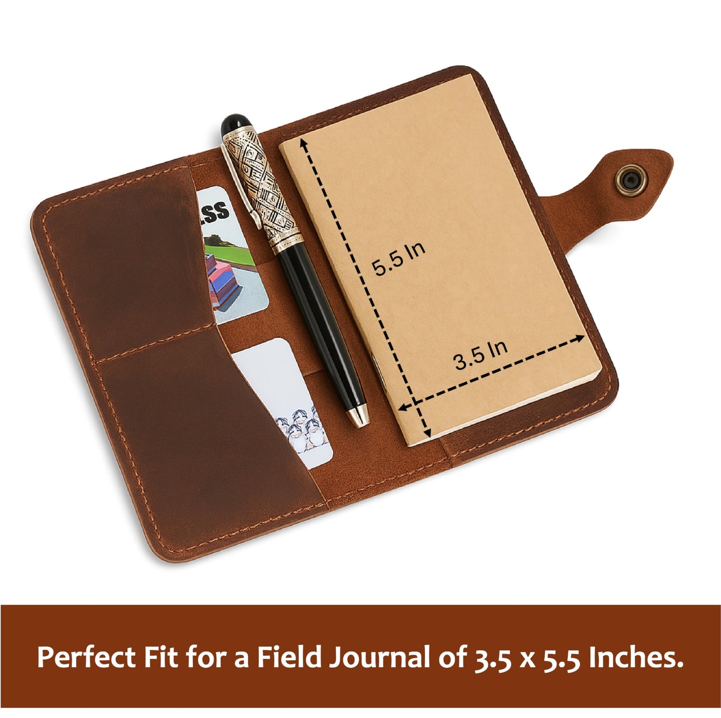 TheAntiq Genuine Leather Refillable Field Notes Cover 3.5 x 5.5" | Handmade Distressed Pocket Journal & Travel Diary Cover with Card Slots, Pen Loop & Passport Pocket Planner Case