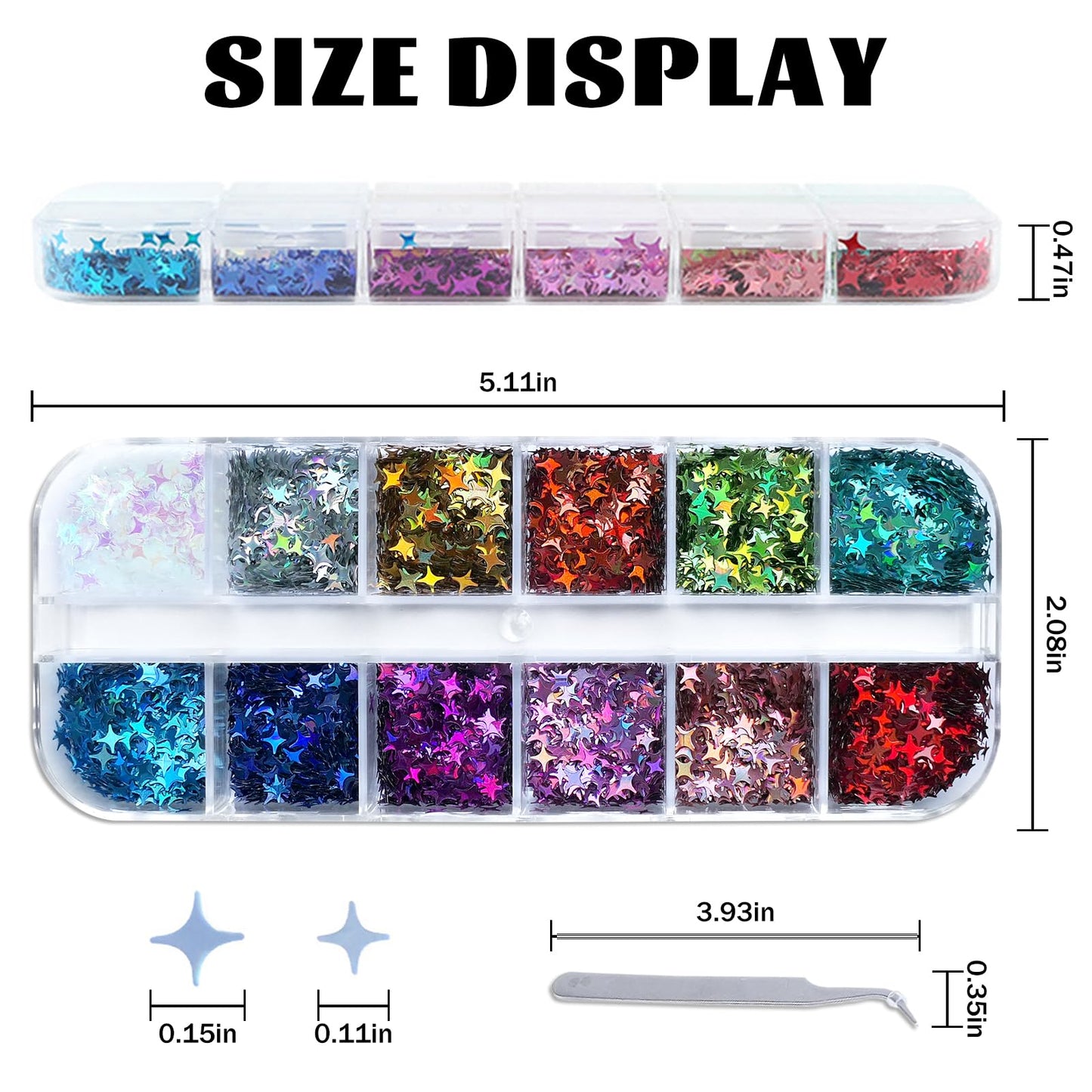 AddFavor 4 Boxes Holographic Nail Glitter Mixed Butterfly Heart Star Sequins Iridescent Flakes Fruit Nail Slice for Nail Art Decorations Supplies