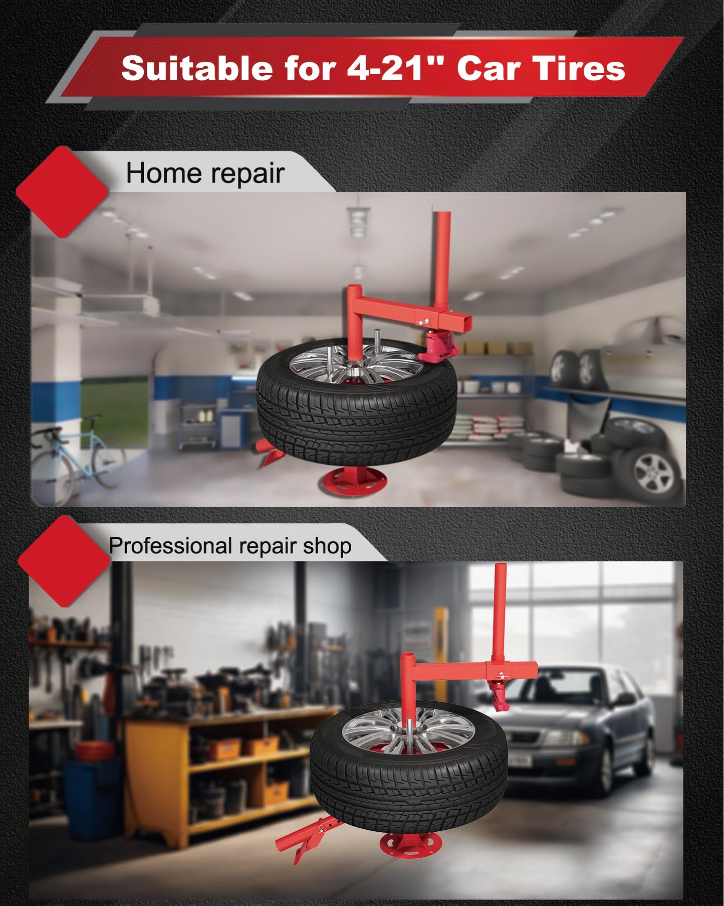 Krysolad Manual Tire Changer Machine, Portable Tire Changer with Duck Head, 12''-21'' Tire Change, Fit for Cars, Trailer, ATV, Truck, SUV