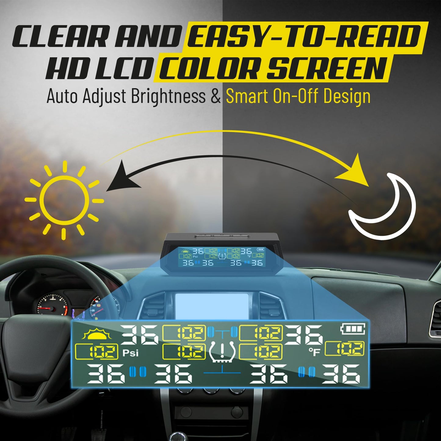HertzEagle RV Tire Pressure Monitoring System (TPMS) - 6 Sensors Solar Wireless, Real-Time Monitoring with LCD Display & Alarm, Waterproof for RV Trailer Motorhome Tires T026