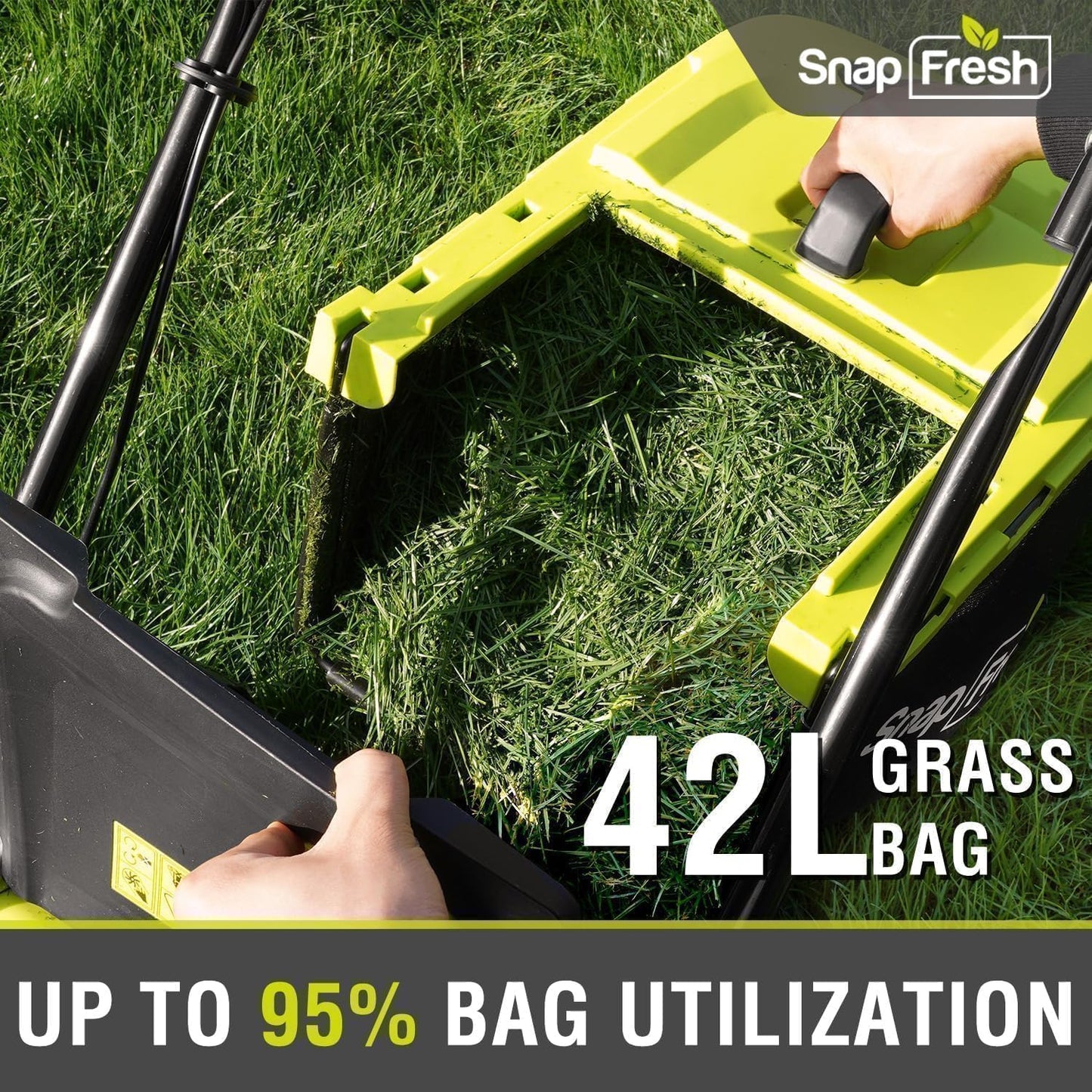 SnapFresh Electric Lawn Mower - 40V 16” Cordless Lawn Mower with 4.0Ah Battery x 2 and Fast Charger Included - Battery Operated Push Lawn Mowers with Bagger, Brushless Motor