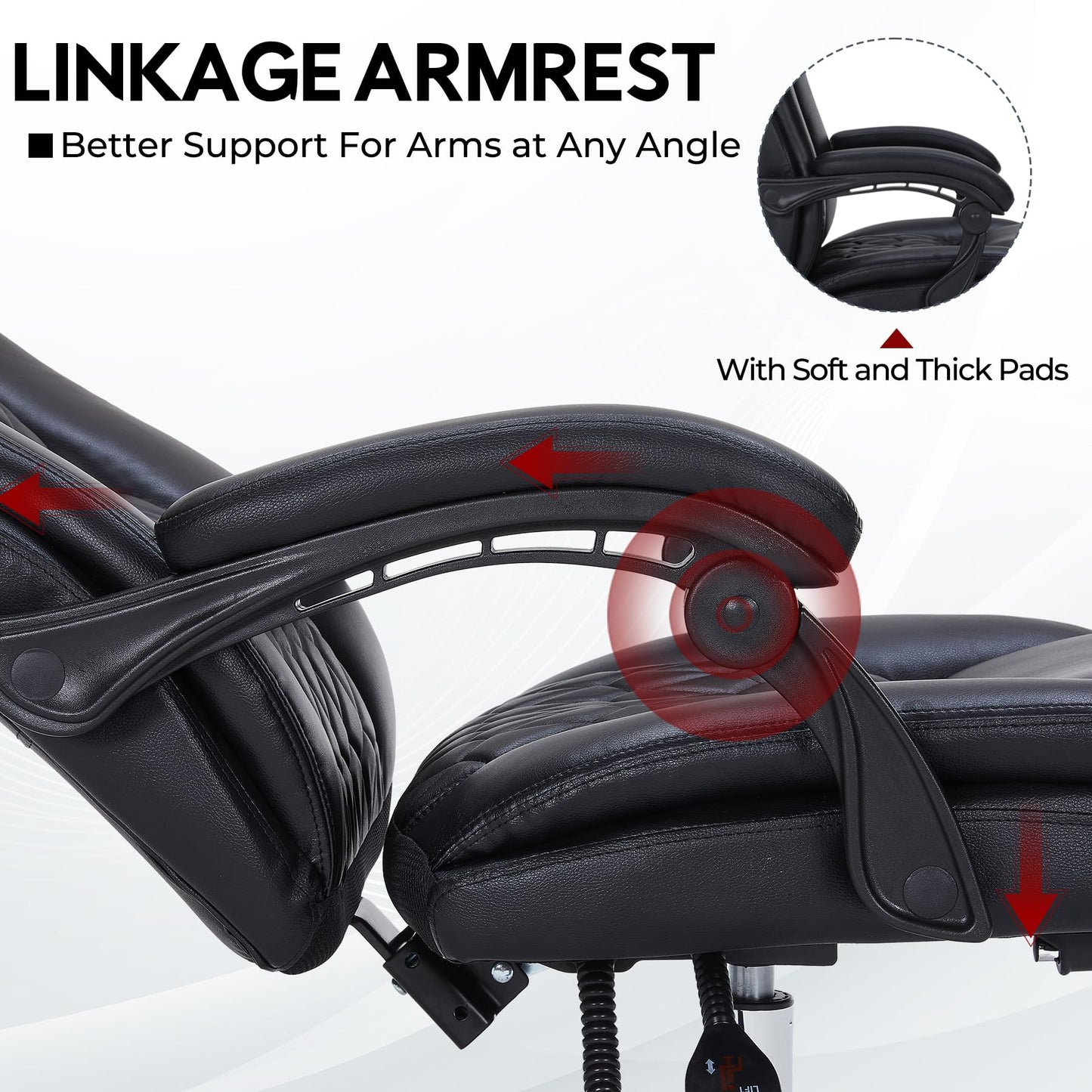 400lbs Reclining Executive Office Chair with Foot Rest, Big and Tall Ergonomic Office Chair, Home Office Desk Chairs for Heavy People (Black)