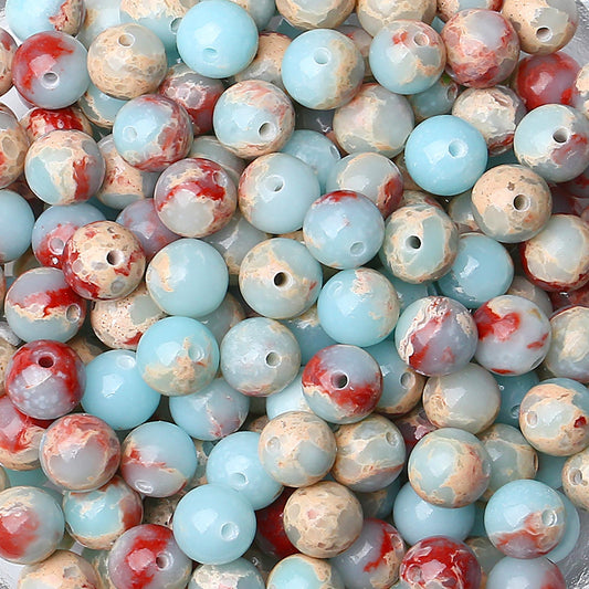 NUKAYAI Sky Blue Jasper Natural Crystal Beads - 60 Pcs, 8mm Round Smooth Loose Beads for Bracelet, Necklace & DIY Earrings
