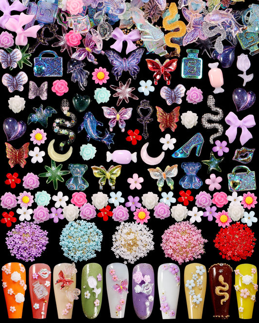 TAMHOO Pack of 250pcs Cute & Sweet 3D Nail Charms for Acrylic Nails, Perfect for Nail Art Decorations & DIY Accessories(Style H)