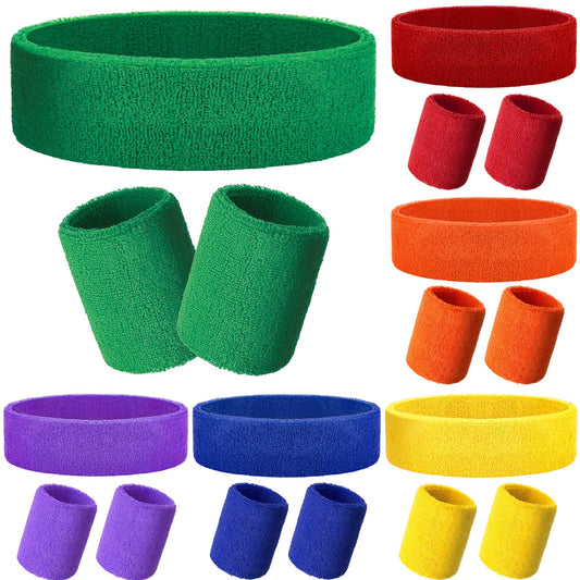 Skylety 18 Pcs 80s Neon Sweatband Set,12 Colorful Wristband Elastic Athletic Sweatband 6 Headband Sweat Wicking Tennis Basketball Sport Competition Supplies for Men Women Gym Running(Stylish Colors)
