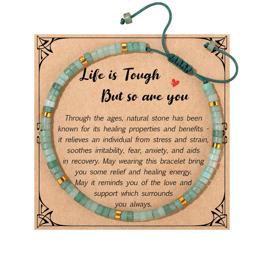 JoycuFF Inspirational Gifts Healing Natural Stone Bracelets - Thinking of You, Get Well Soon Gifts for Women Friends Sister Mom Daughter Wife