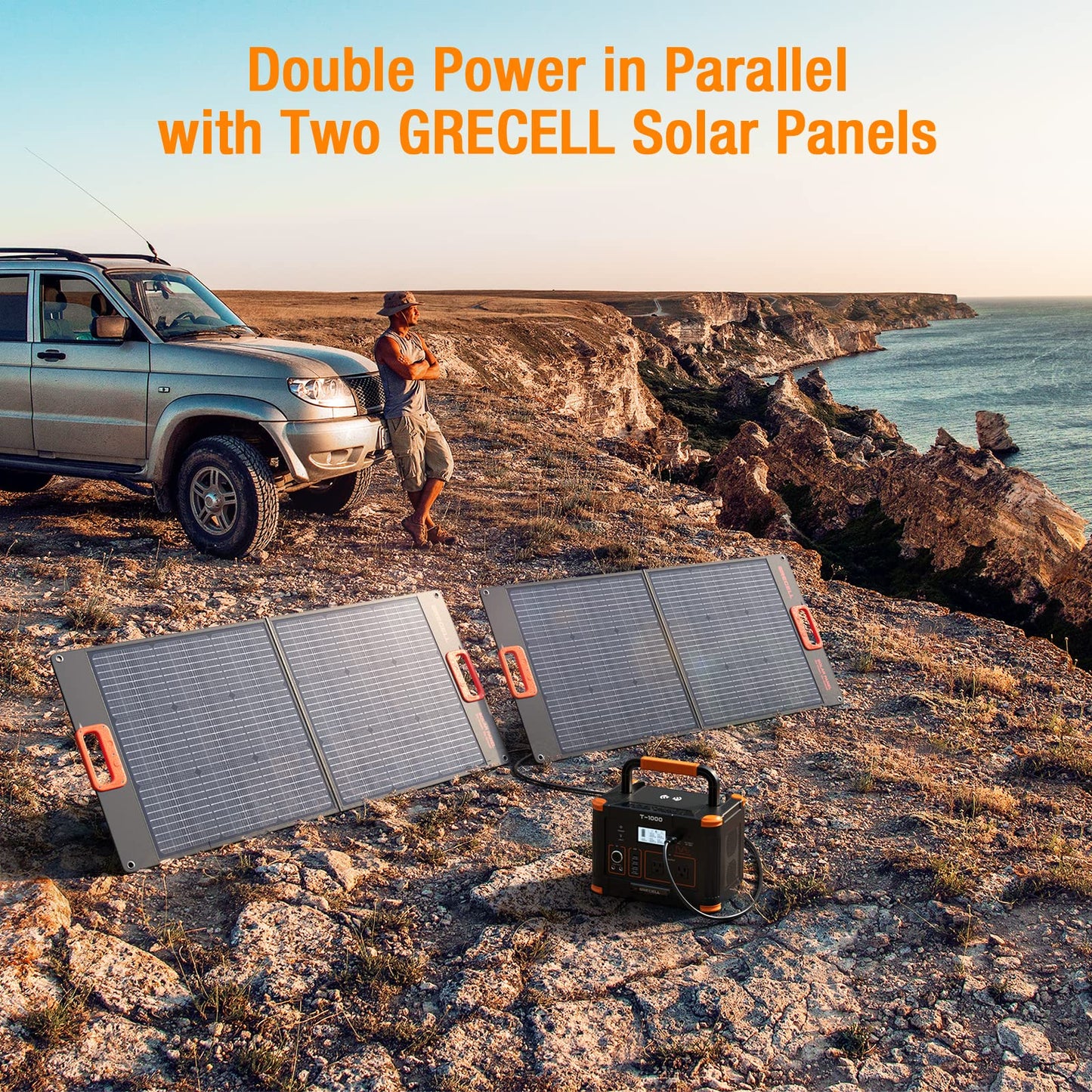 GRECELL 100W Portable Solar Panel for Power Station Generator, 20V Foldable Solar Cell Solar Charger with High-Efficiency Battery Charger for Outdoor Camping Van RV Trip