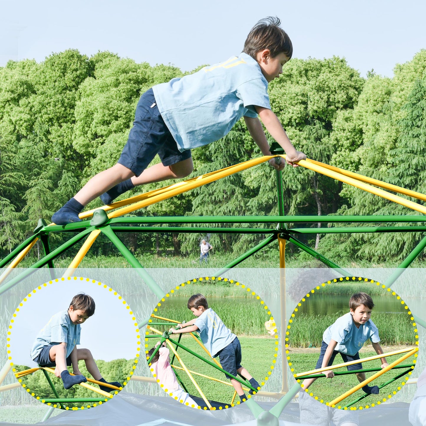 Merax 13FT Climbing Dome with Hammock, Outdoor Geometric Dome Climber Play Center for Kids 3-10 Supporting 1000 lbs, Easy Assembly Jungle Gym