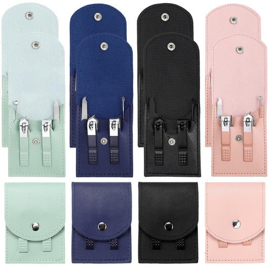 Geosar 12 Sets Manicure Gifts Bulk Nail Clippers Pedicure Kit Stainless Steel Professional Pedicure Grooming Kits Nail Care Tools with Travel Case for Women Men Hand Foot Birthday(Multi Colors)