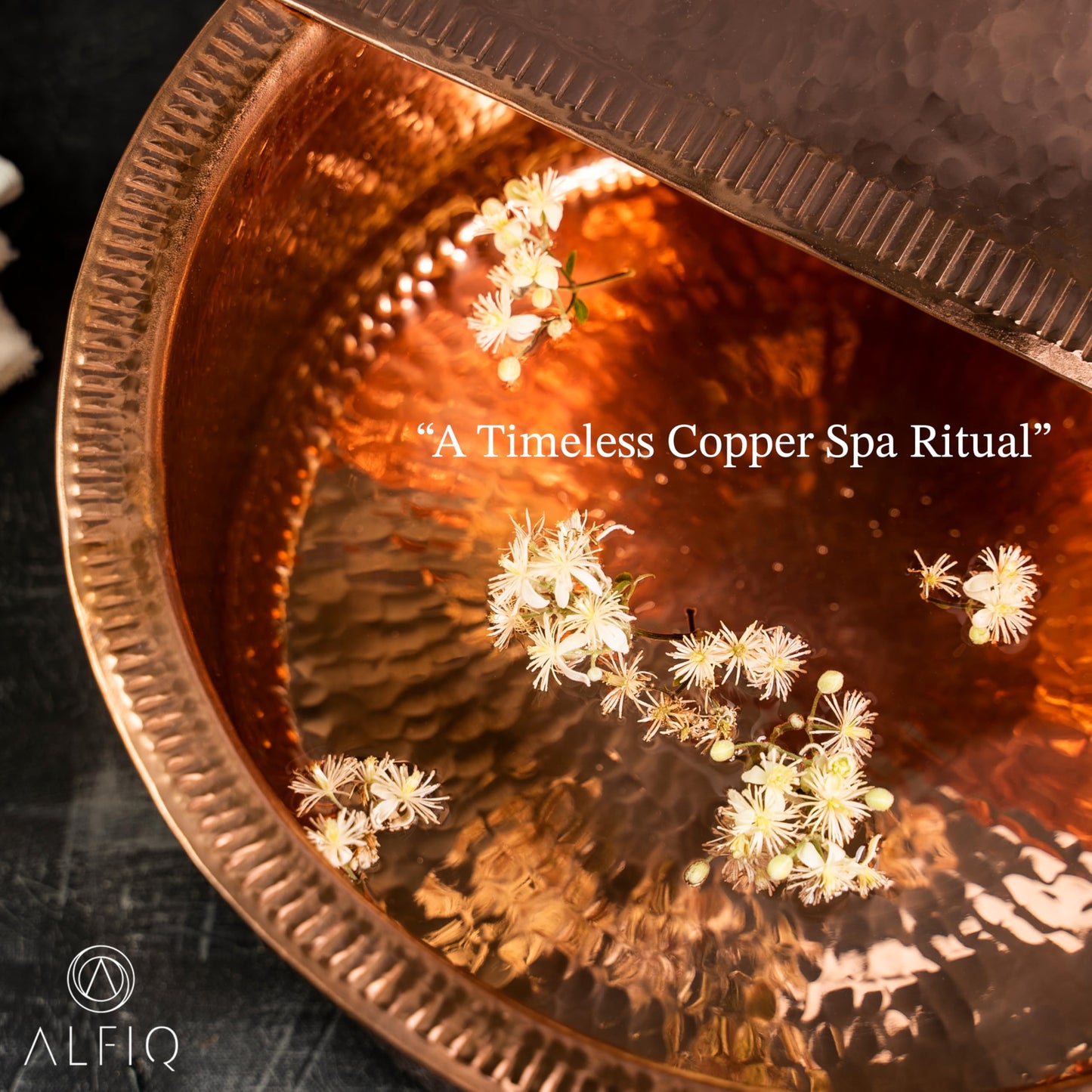 Alfiq 100% Solid Copper Foot Bowl with Removable Footrest, Hand Hammered Large Relaxation Pedicure Basin, 10-20" Sizes, for Spa & Pedicure (12 Inches)