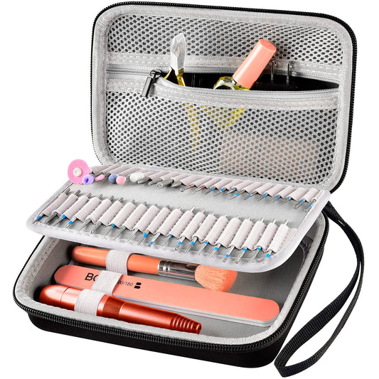 ALKOO Nail Drill Kit Case, Acrylic Nail Drill Bits Holder Container, Electric Nail Drill Kit Organizer Storage Bag Only (Black)