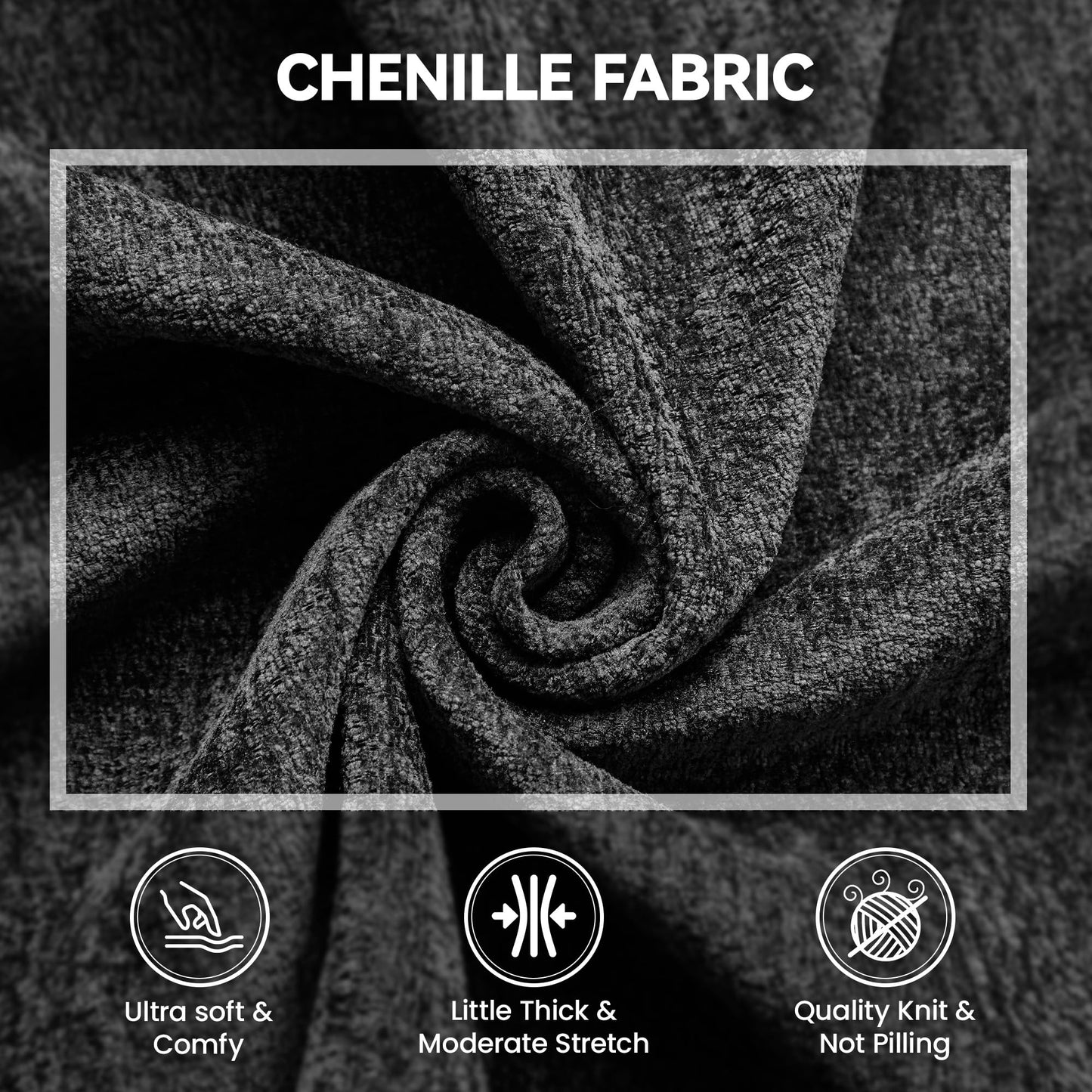138'' Boneless Chenille U Shaped Couch, Oversized Modular Sectional 8 Seater Sofa, Modern Deep Seat Corner Cloud Compressed Couch, No Assembly Sleeper Sofa with Chaise for Living Room, Black