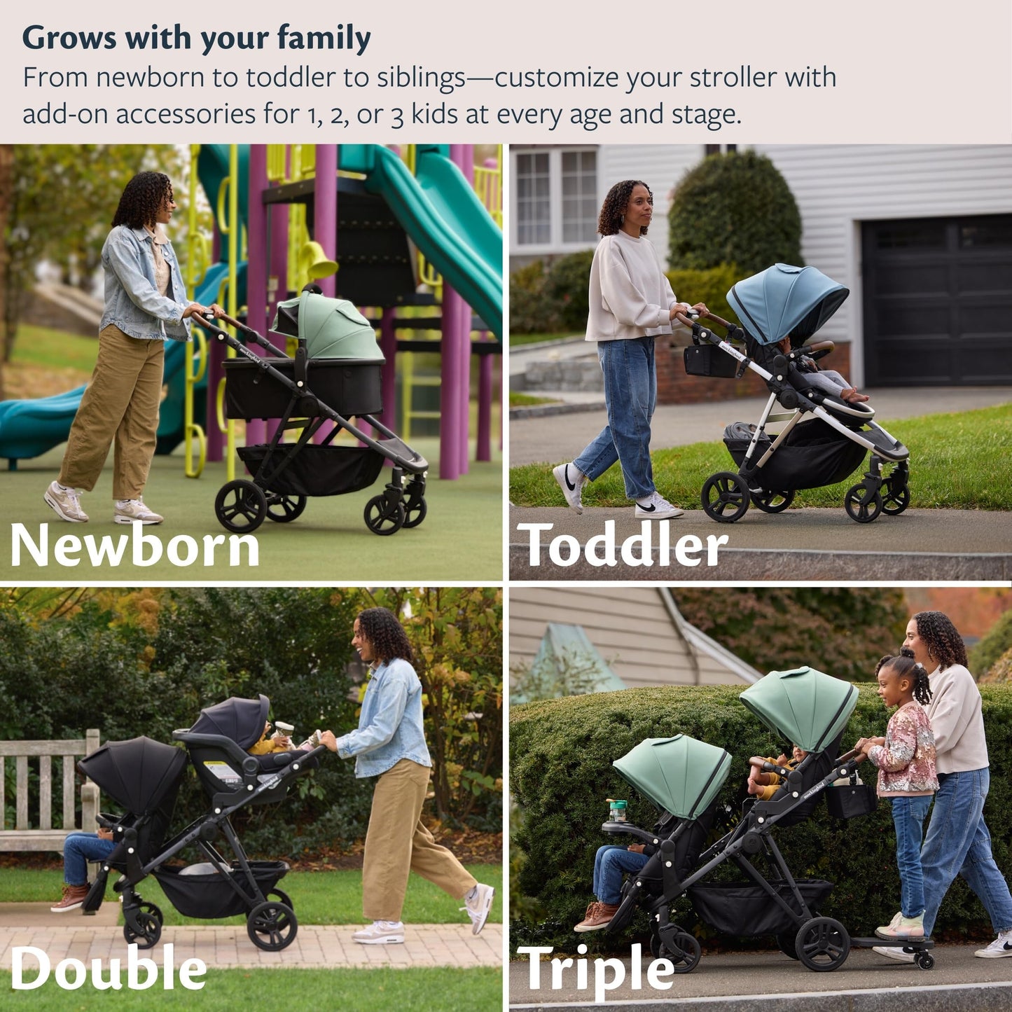 Mockingbird Single-to-Double Stroller 3.0 - Convertible Full Size Baby Stroller for 1, 2, or 3 Kids with 44 Possible configurations, Travel System Compatible - Oat