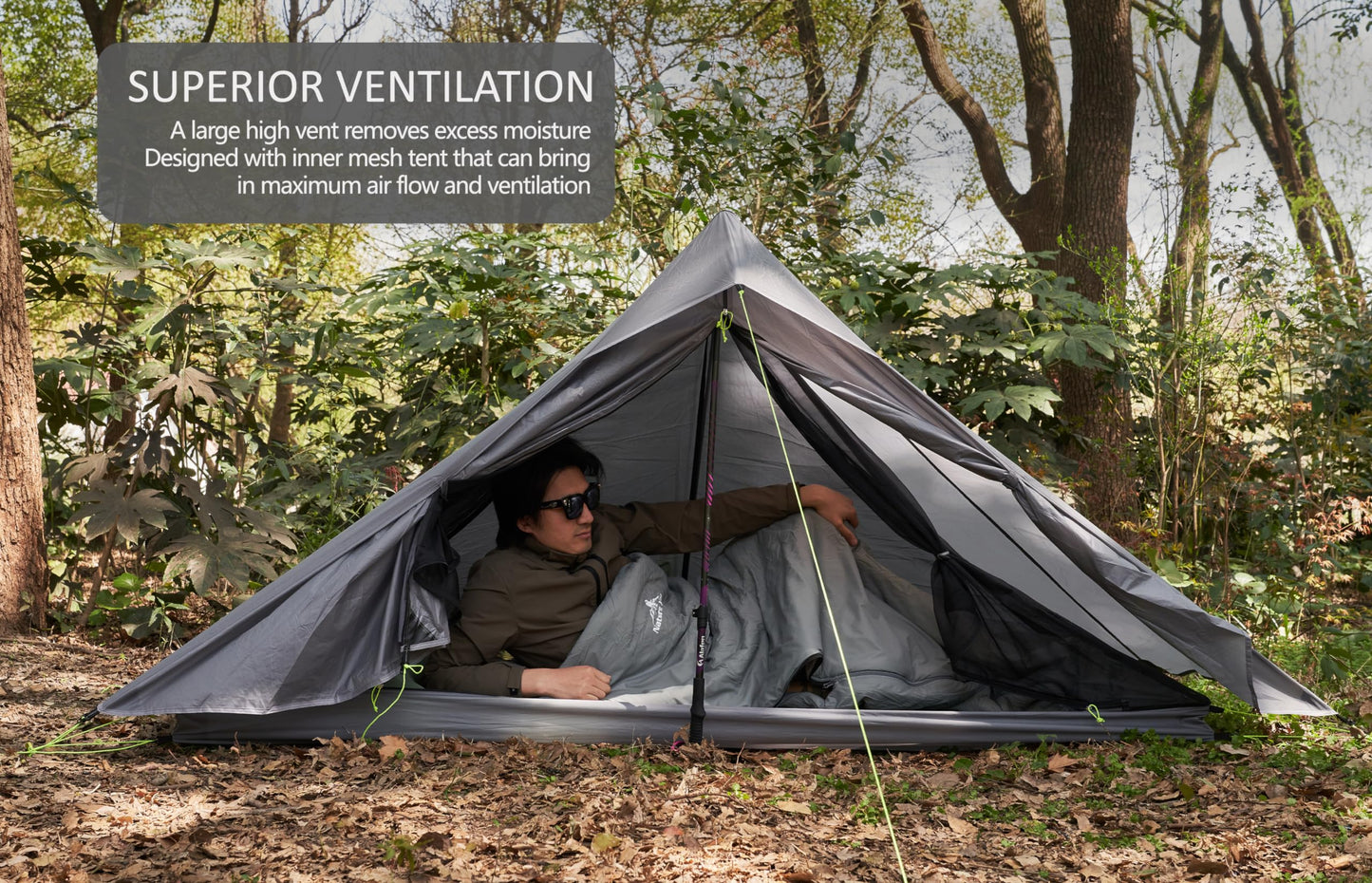 Nature Link Altair One Ultralight Backpacking Tent, 1 Person Trekking Pole Tent, Waterproof, Compact, 3 Season, Double Wall Shelter for Backpacking, Camping, Thru Hiking, Trekking
