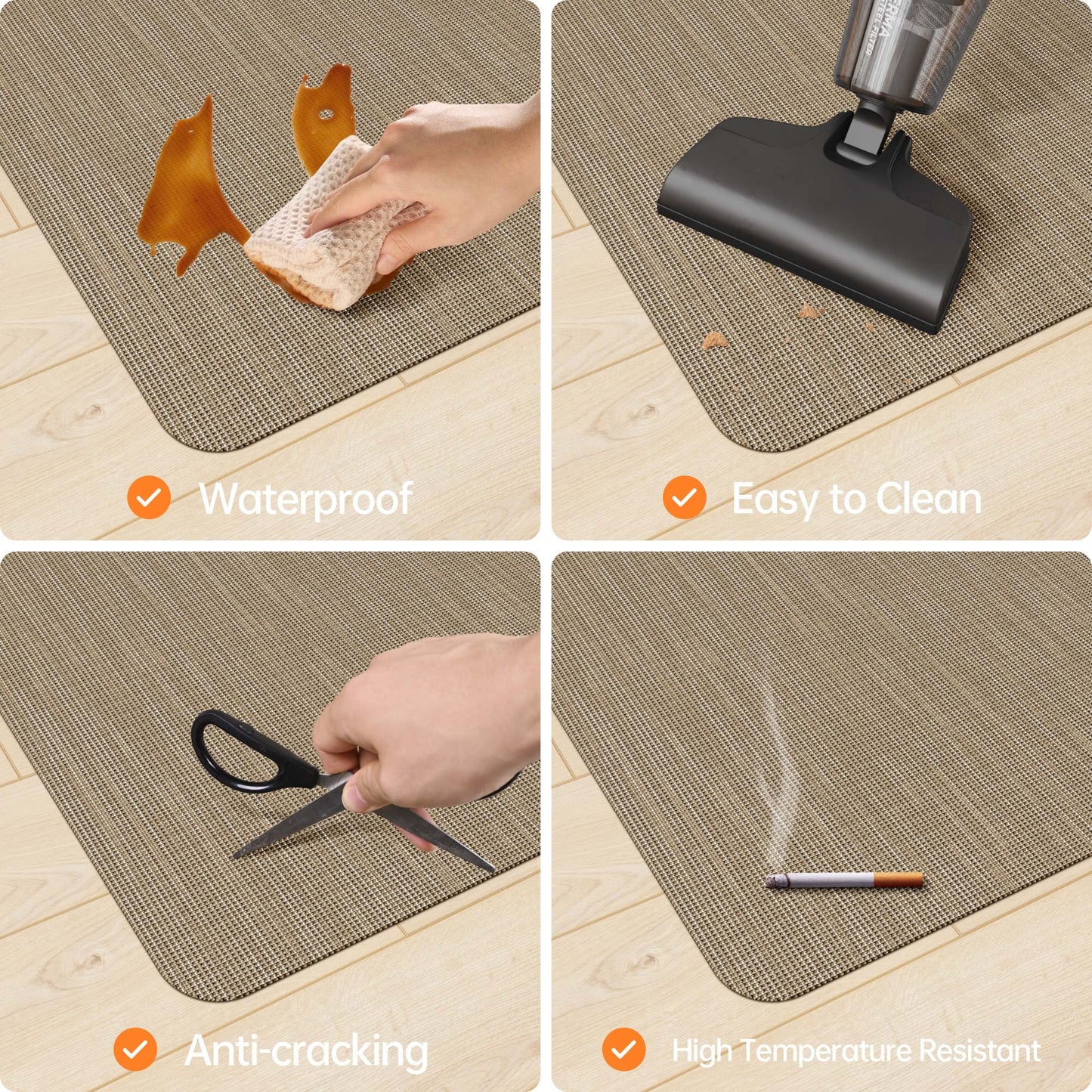 Homek Office Chair Mat for Hardwood & Tile Floor, 45"x53" Computer Chair Mat, Non-Curve Anti Slip Hard Floor Protector for Rolling Chair, PVC Mat Desk Rug for Home Office
