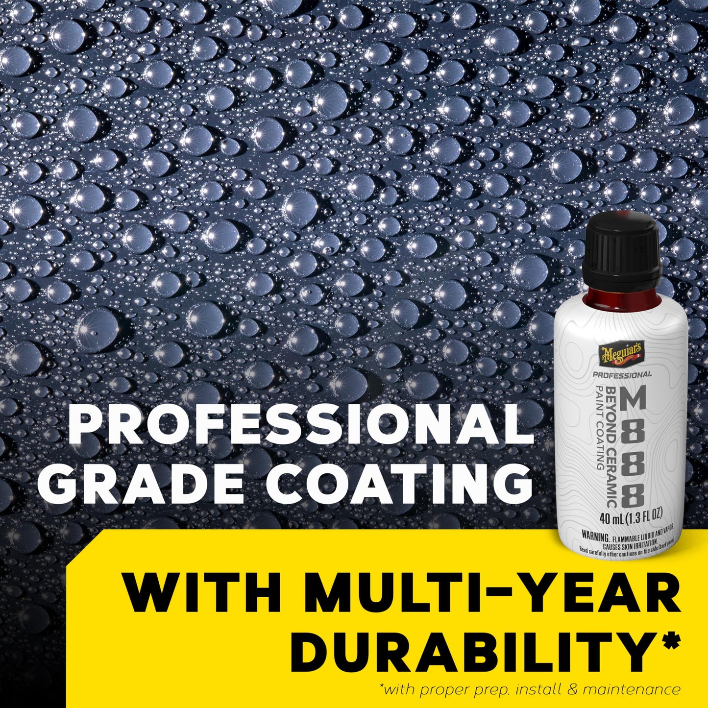 Meguiar's Professional Beyond Ceramic Paint Coating M888 - Multi-Year Ceramic Coating For Cars, Easy to Apply, Fills in Minor Defects with Exceptional Water Beading, Slickness, and Chemical Resistance