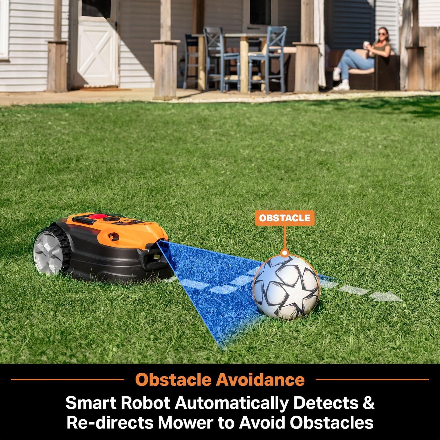 LawnMaster OcuMow™ VBRM701YAMIDR Perimeter Wire Free Robot Lawn Mower Cuts 1/6 Acre Optical Navigation,Obstacle Avoidance Auto-Charging Station, No Go Function, WiFi & Bluetooth Connection APP Control