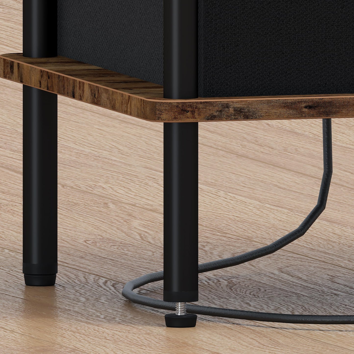 Newmics Small Side Table with Charging Station, End Table for Small Spaces, Slim Nightstand with Outlet,Sofa Beside Table, 3-Tier Storage Shelf,Living Room, Bed Room, Rustic Brown