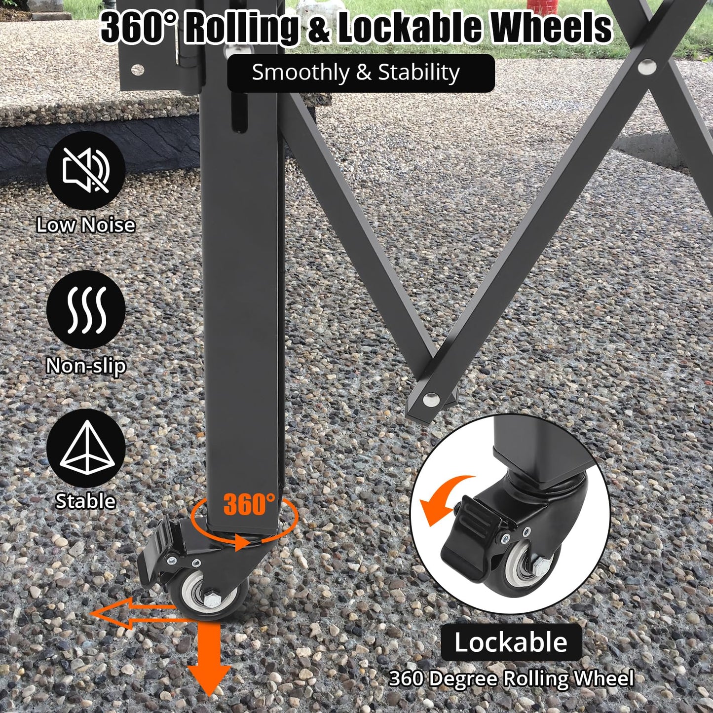 61" H x 71" W Metal Folding Security Door, Outdoor Folding Door Gate, Steel Accordion Security Gate, Flexible Expanding Barricade Gate, 360° Rolling Expandable Gates for Garage/Courtyard/Gardens