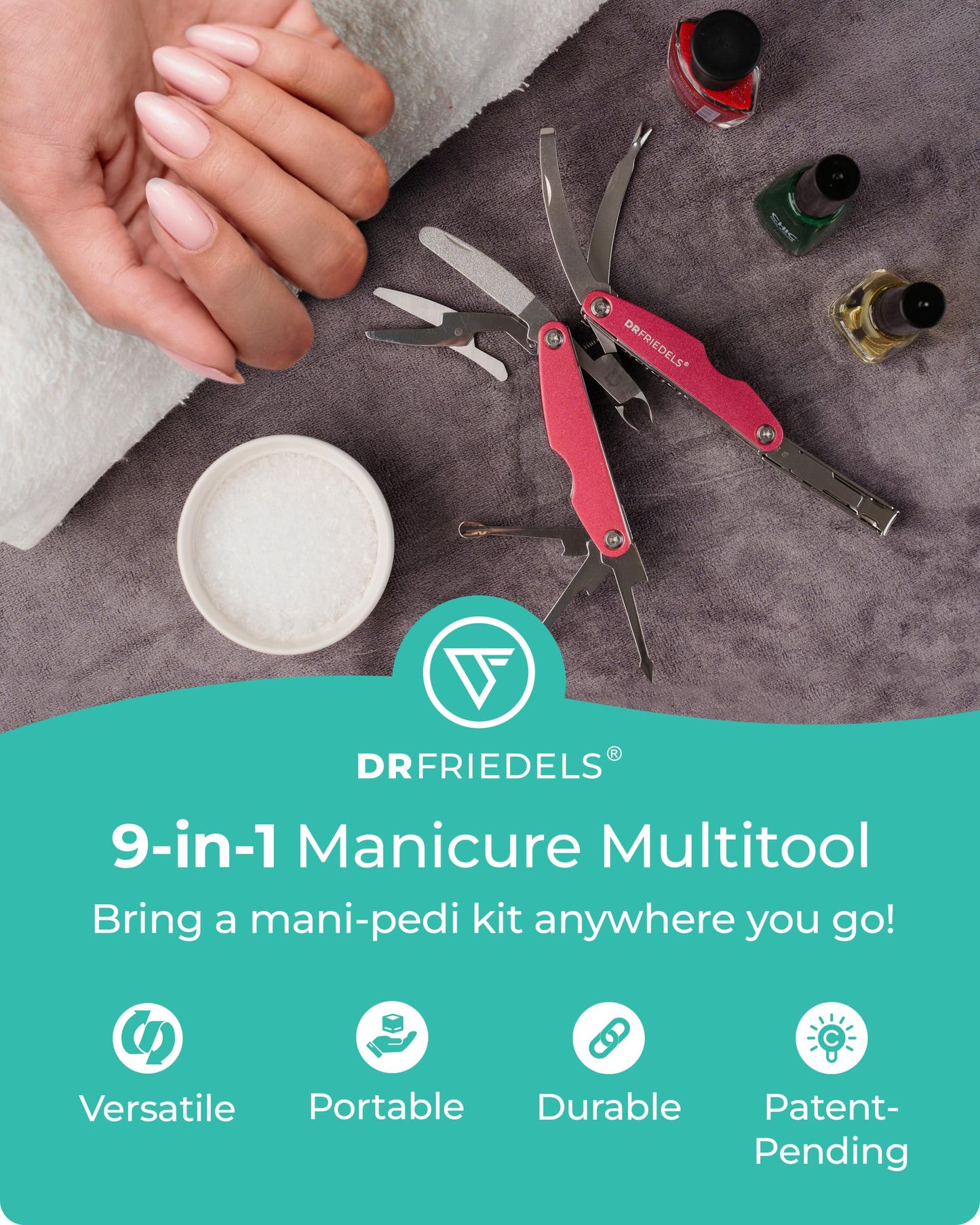 Manicure and Pedicure Kit - 9 in 1 Professional Manicure Set For Women & Men with Cuticle Trimmer, Cuticle Remover, Cuticle Pusher - Nail Techs & Nail Lovers’ Manicure Set Professional by DrFriedels