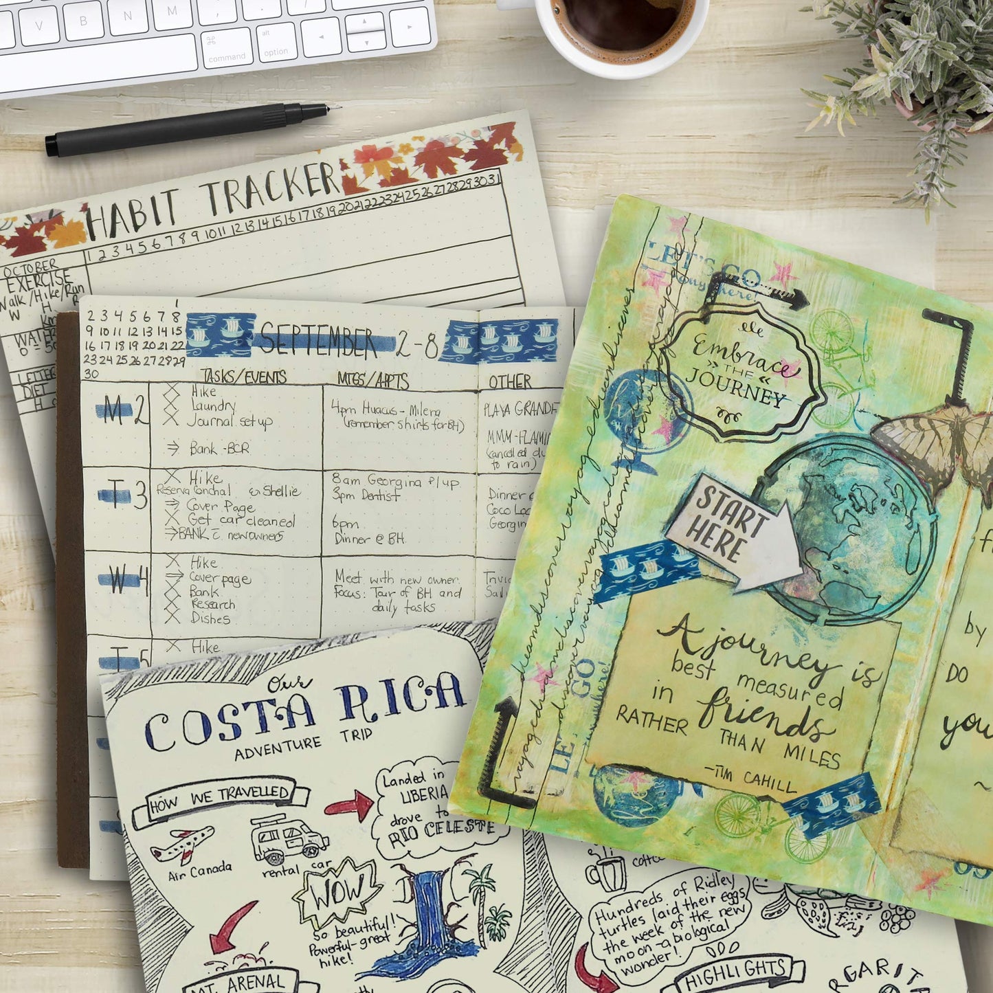 WANDERINGS A5 Grid Travelers Notebook Insert / A5 Journal Refill | 5.5 x 8.3 (14cm x 21cm) | 3 Booklets, 240 Pages | Travelers Notebook Refills for Journals, Diaries, Planners