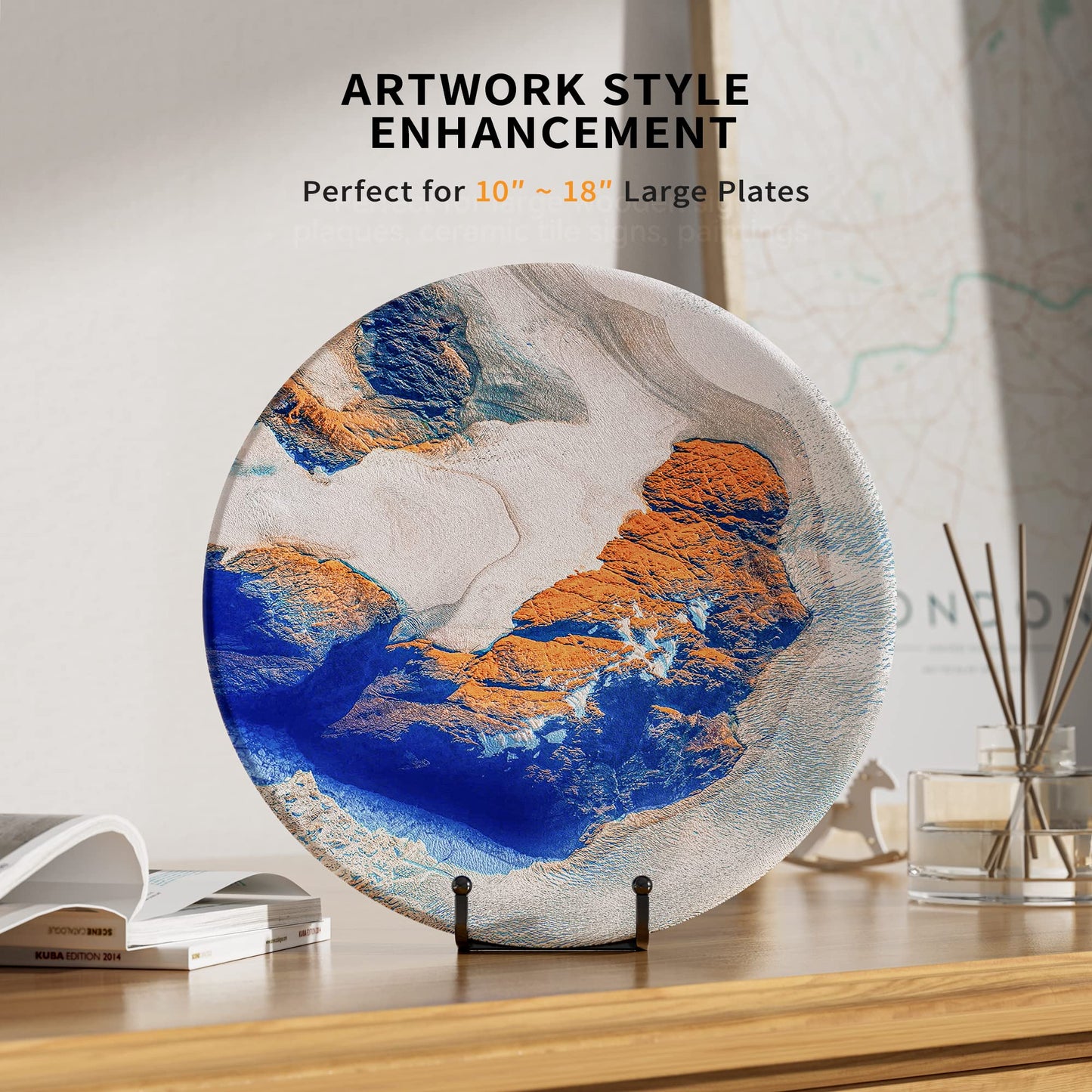 IPAME 8 Inch Large Plate Stands for Display - Metal Square Wire Plate Holder Display Stand + Picture Stand for Book, Platter, Plaque, Photo Easel (2 Pack)