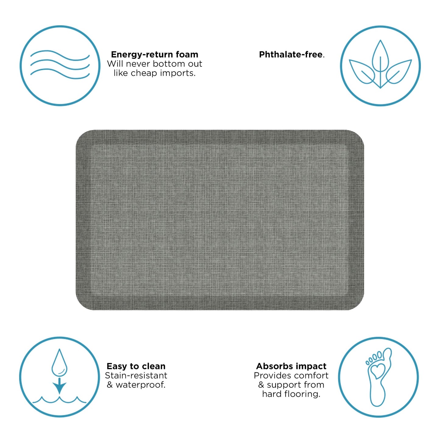 NewLife by GelPro Decorative Foam Floor Mat, 20" x 32", Patina Grey