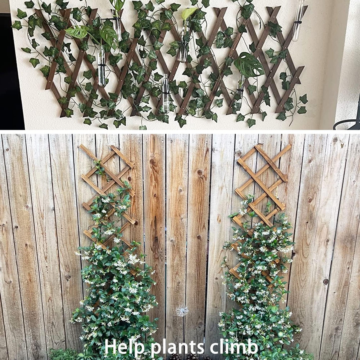 Wooden Lattice Panels for Outside 4Pack, 75"x11.8" Expandable Wood Lattice Fence Wall Garden Trellis Frame for Climbing Plants Outdoor Vine Ivy Rose Patio Room Decorative
