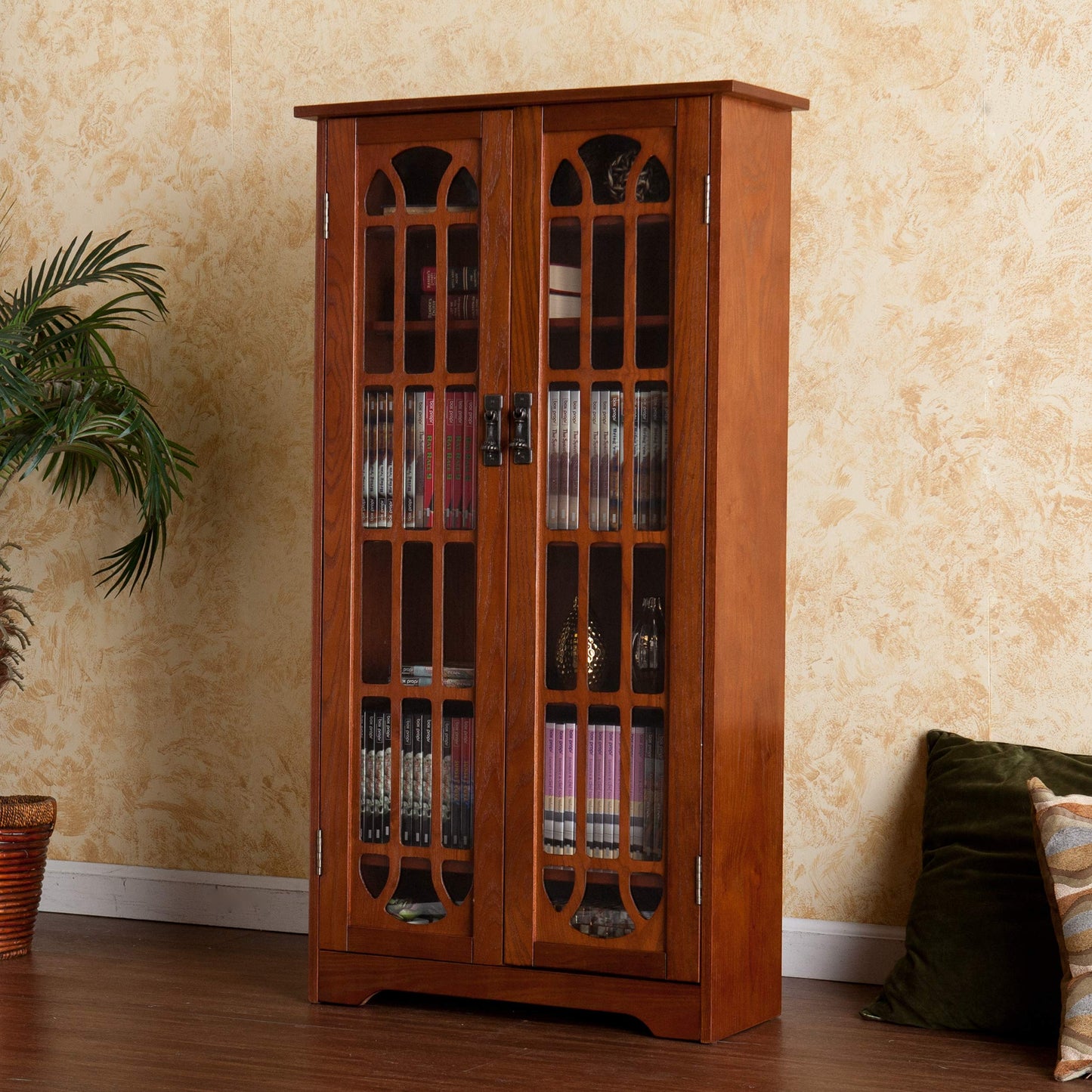 Furniture HotSpot Window Pane Media Cabinet - Oak