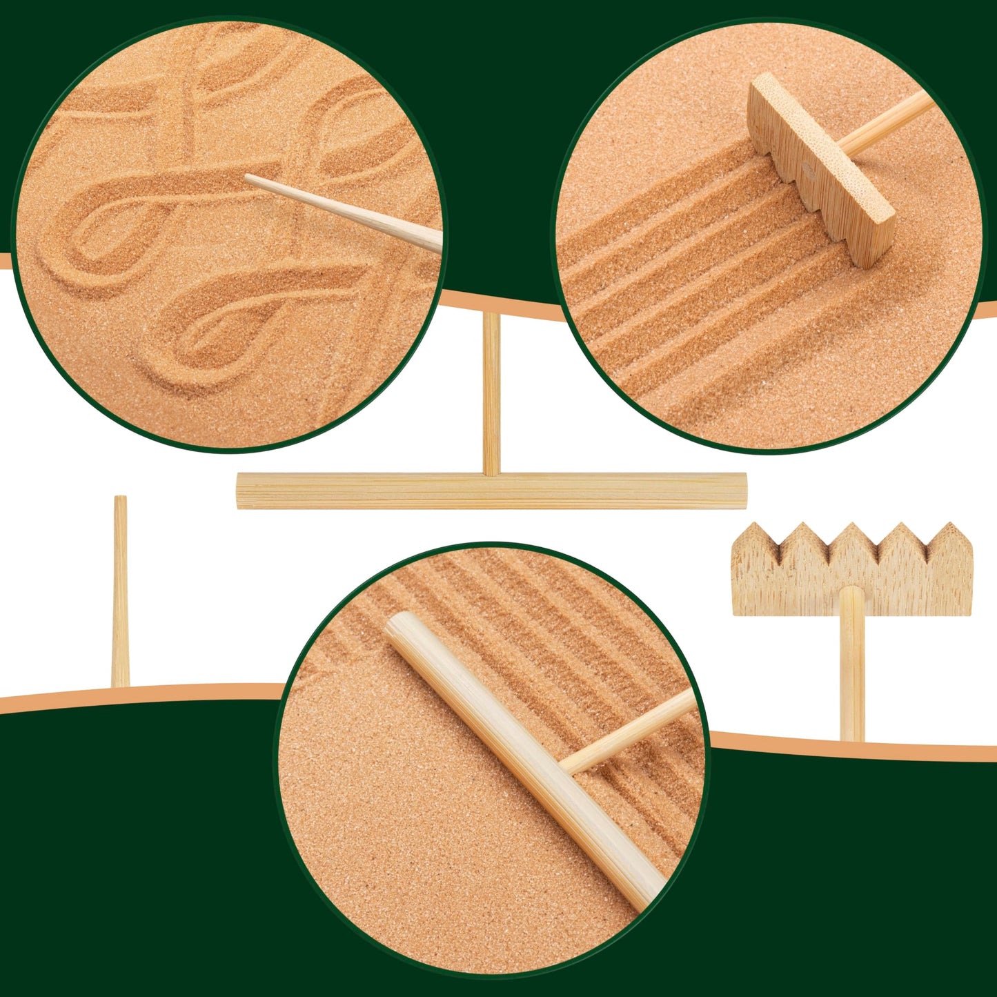 Island Falls Home Desert Zen Garden Kit. Premium Home Cactus Decor. 11x8 Sand Tray. 4 Artificial Features, Brown Sand, 3 Handcrafted Wood Tools. Southwestern Desert Decor Zen Garden for Desk Therapy