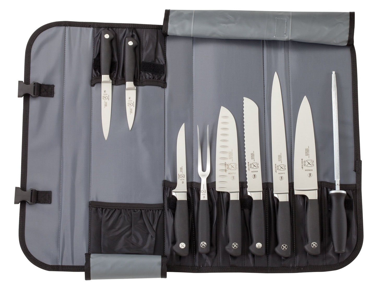 Mercer Culinary Genesis 10-Piece Forged Knife Set with Case, Steel/Black