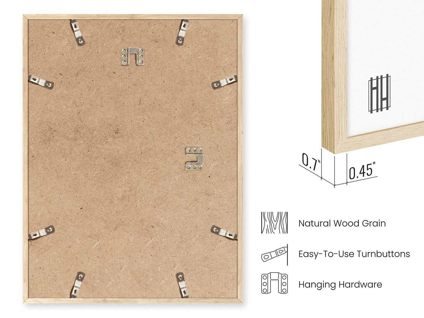 HAUS AND HUES Beige Oak Wood 8x10 Picture Frame - Modern Wood Wall Art Display - Lightweight 8x10 Frame for Art Prints, Photos, Posters - Ready-to-Hang Vertically & Horizontally (Set of 6)