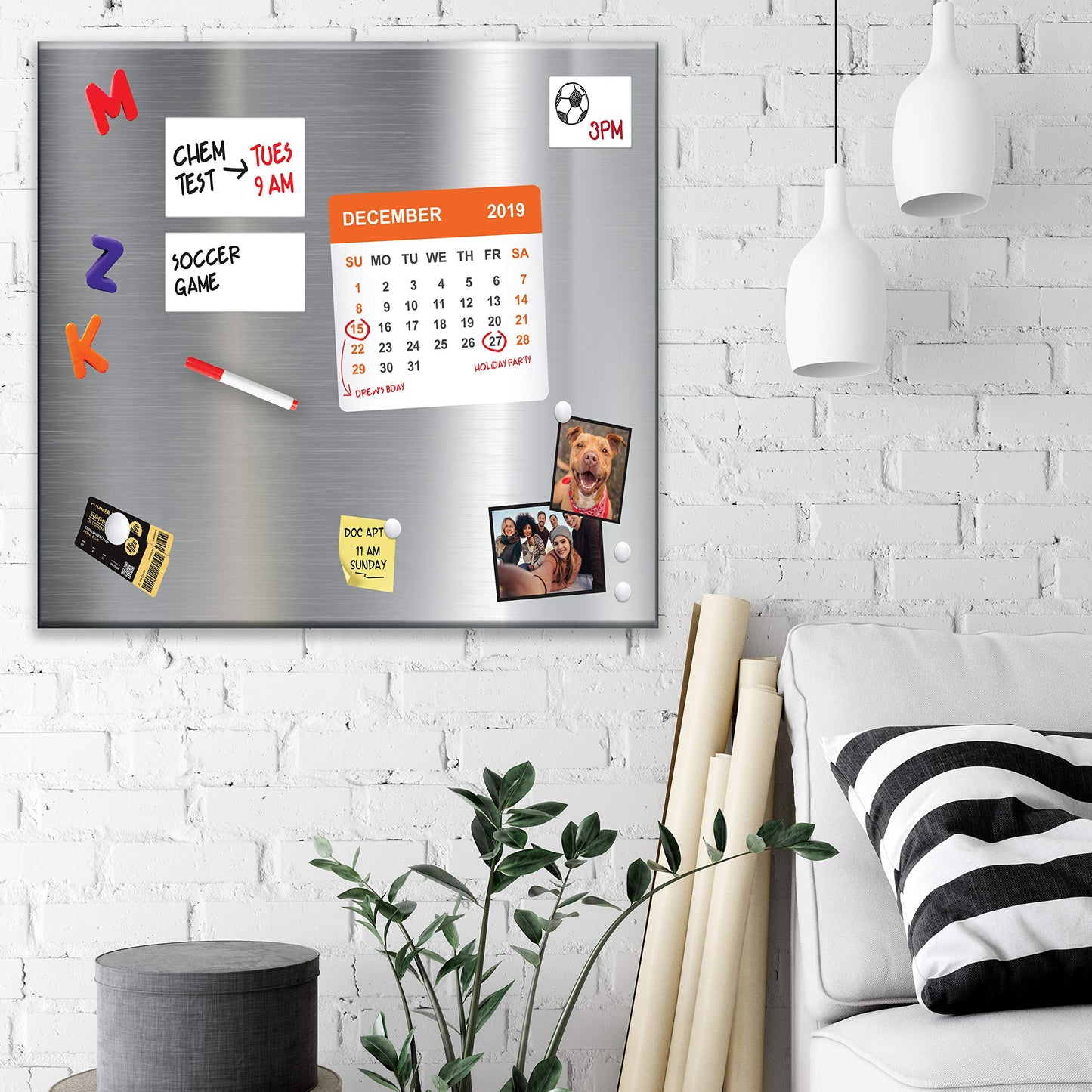 Essentially Yours Magnet and Message Board | Jumbo 30 x 35 x 0.7 Inch Magnet and Message Board | Mountable Steel Bulletin Board