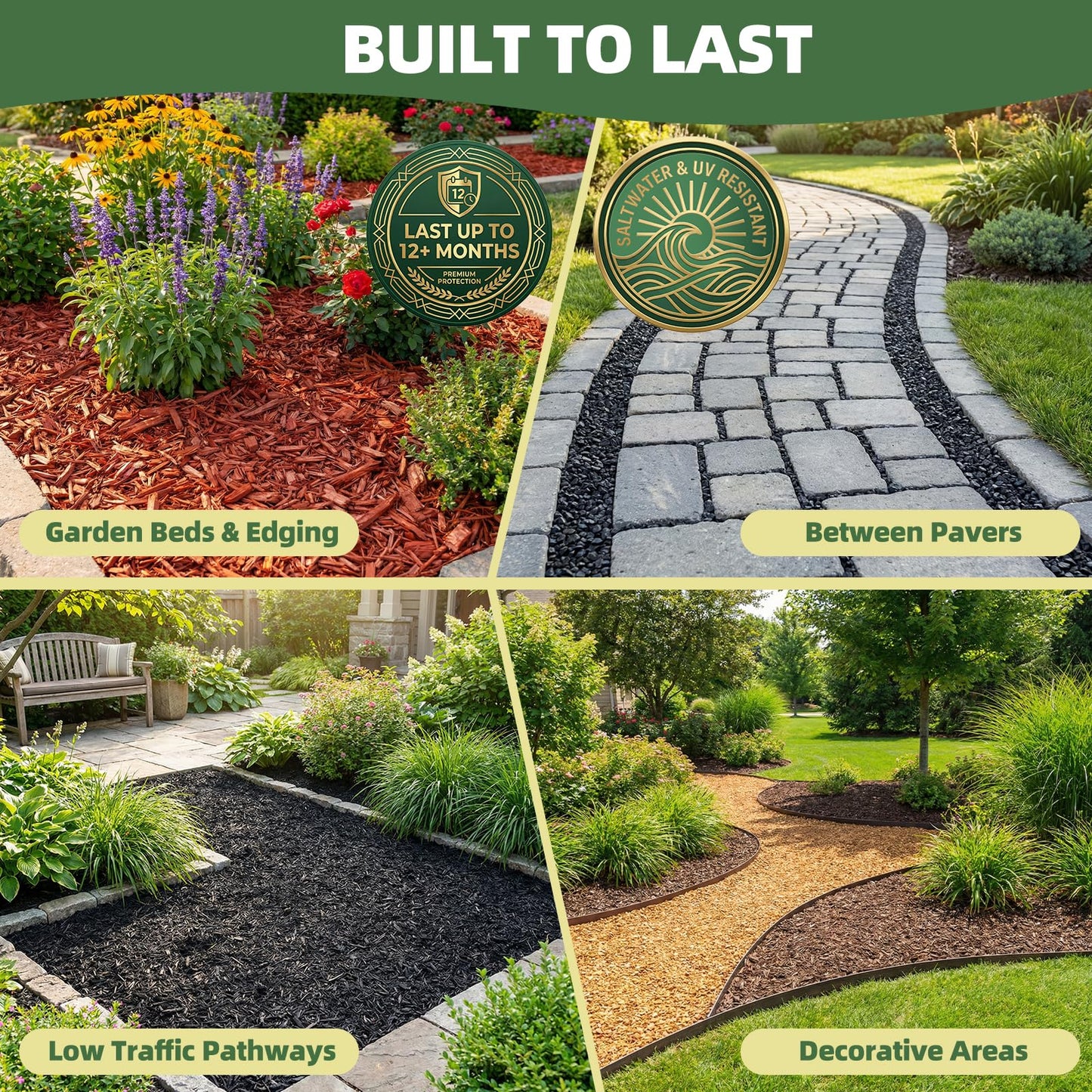 Shabebe Mulch Glue 2 Gallons - Super Stick Rock Glue for Landscaping Gravel Binder for Pea Gravel, Long-Lasting & Non-Toxic, Covers 2X More Area Pebble Gravel Hold for Paths, Patios & Garden Borders