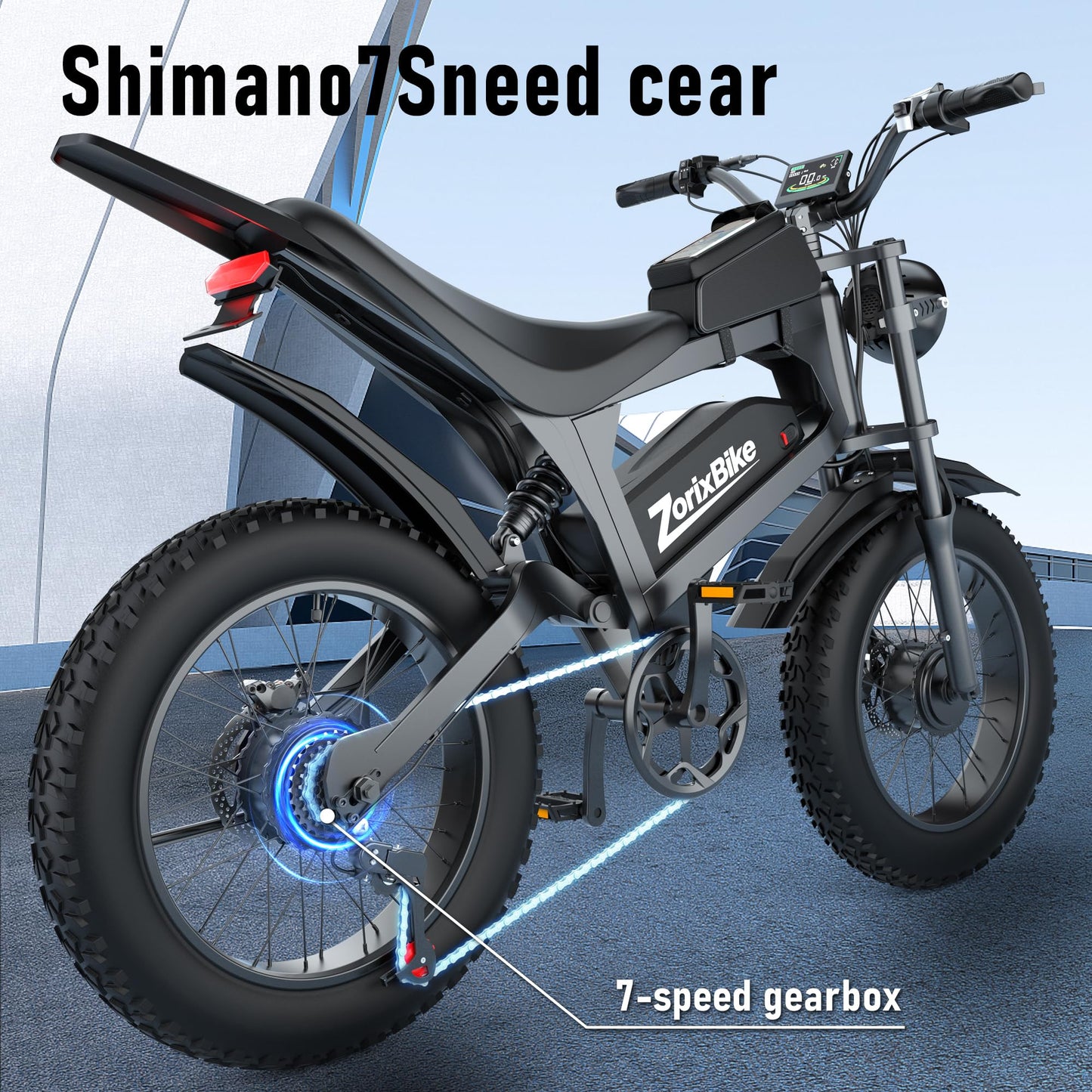 ZorixBike Electric Bike for Adults,48V 20AH - Peak Power 1500/3000W Brushless Motor Electric Bicycle - Max Speed 31-35MPH - Max 80 Miles Range - 20" x 4.0" Fat Tire Dirt EBike,R8 Pro-3000W