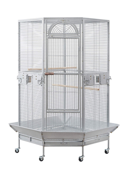 Seny Corner Bird Cage for Cockatiel Parakeet Black and White New (White)