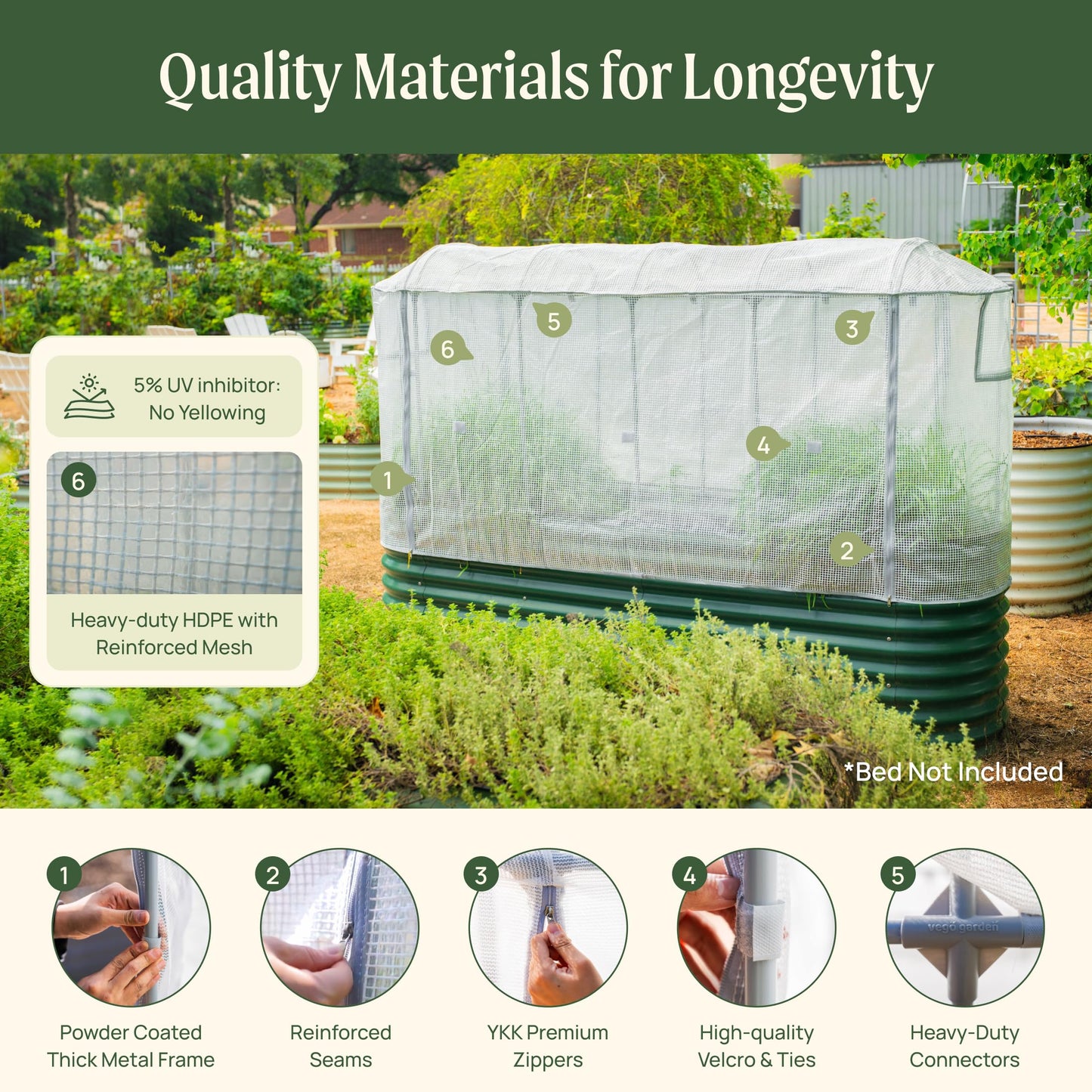 Vego garden Frost Greenhouse Cover System for 2.0' x 6.5' (6 in 1) Garden Bed(No Frame)