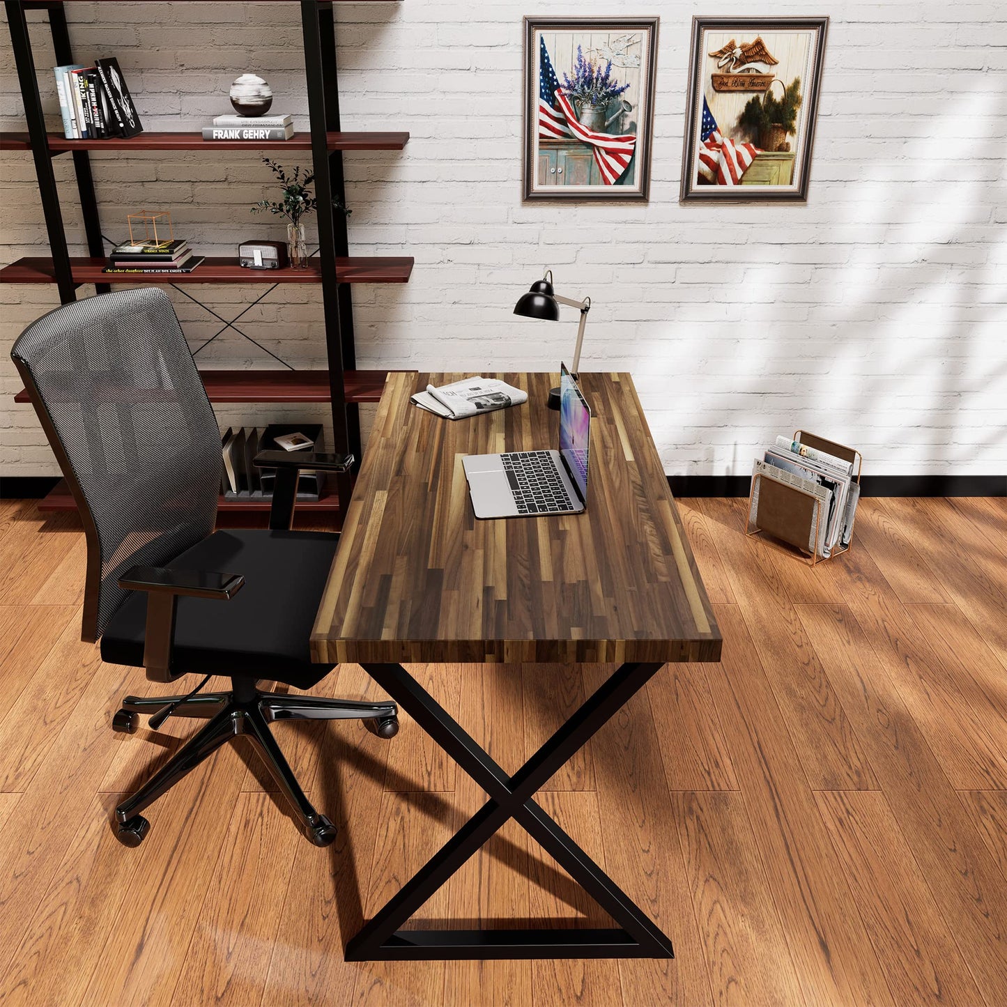 CONSDAN Butcher Block Counter Top, Walnut Solid Hardwood Countertop, Wood Slabs for Kitchen, Reversible, Both Side Polished, Prefinished with Food-safe Oil, 1.5" Thickness, 84"x25"