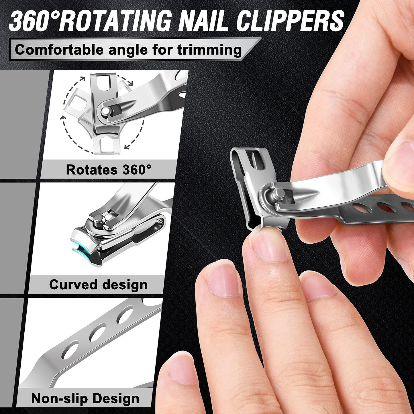 Toenail Clippers for Seniors Thick Toenails, Aucurwen Heavy Duty Toe Nail Clippers Adult Thick Nails Long Handle, Large Toenail Clippers for Thick Nails 7Pcs(Orange)
