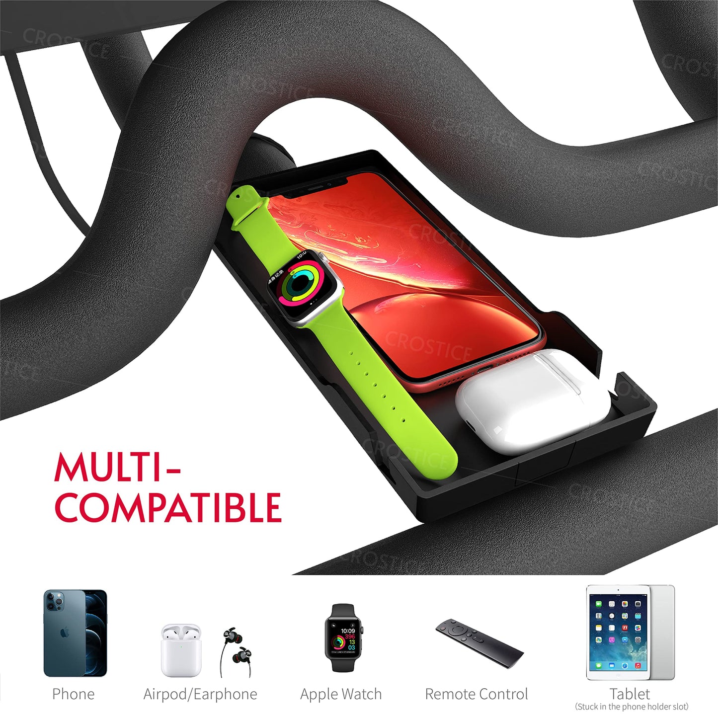 Crostice Phone Holder Compatible with Peloton Bike & Bike Plus Accessories, Original Design Cell Phone Tray, Holder for iPhone, Cellphone Mount, Fit for Most Mobile, Baby Monitor