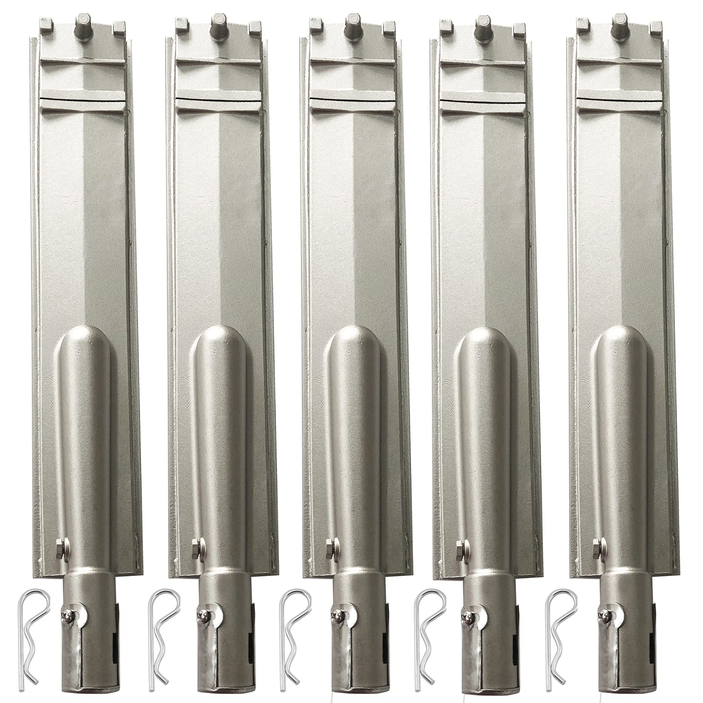 GRILLJOB 5PC Heavy Duty Cast Stainless Steel 304 BBQ Grill Burners Bull Grill Replacement Parts for Cal Flame Aussie Blaze Thermos Turbo and More