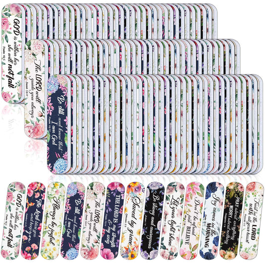 Lanties 200 Pcs Christian Bible Verse Nail Files Gift for Women Religious Scripture Nail Emery Boards Colorful Floral Buffering Files Scripture Manicure Tools Easter VBS Gift(Flower)