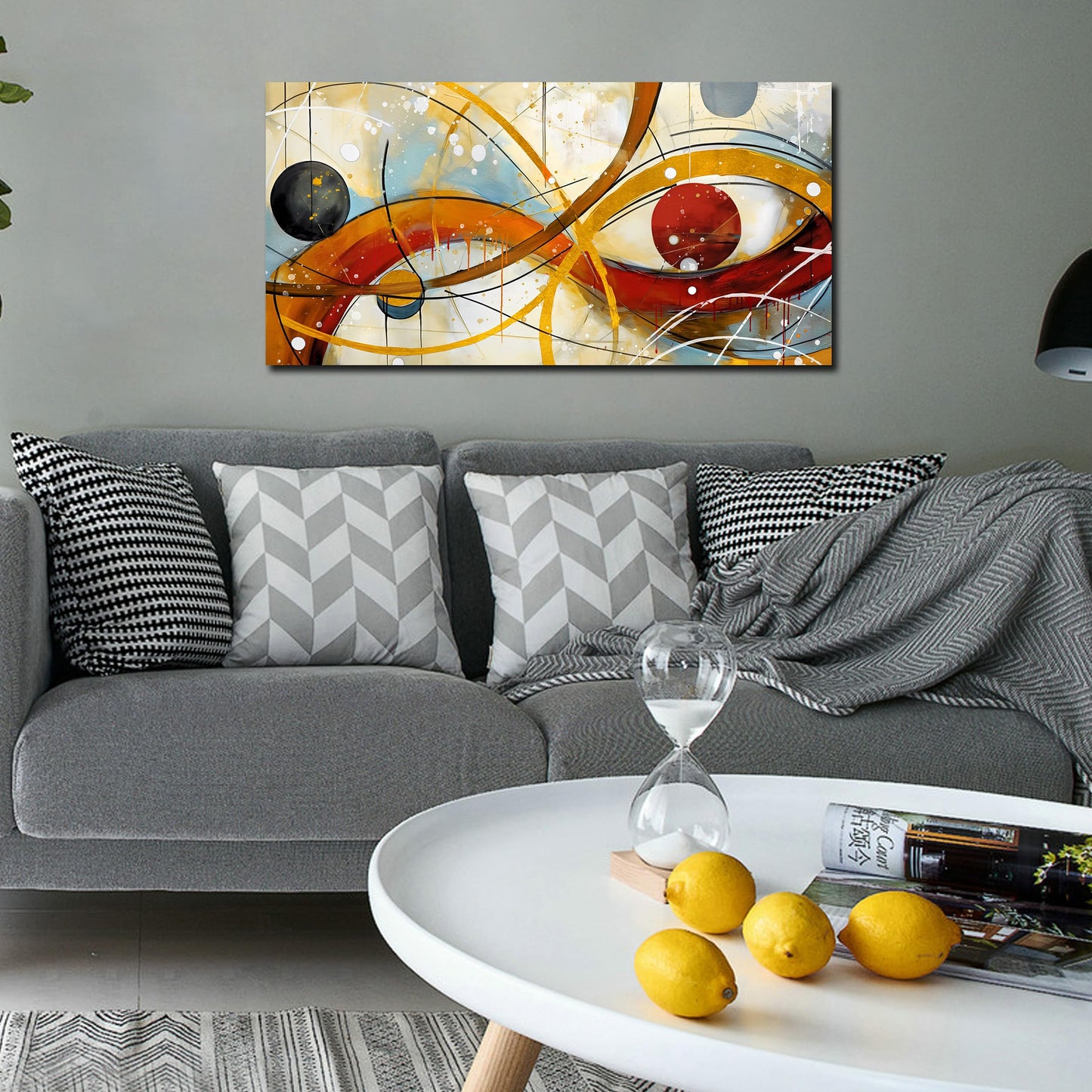 Large Abstract Yellow Canvas Wall Art for Living Room Bedroom Home Office Modern Wall Decor Line Geometric Abstract Picture Framed Canvas Prints Size 20x40