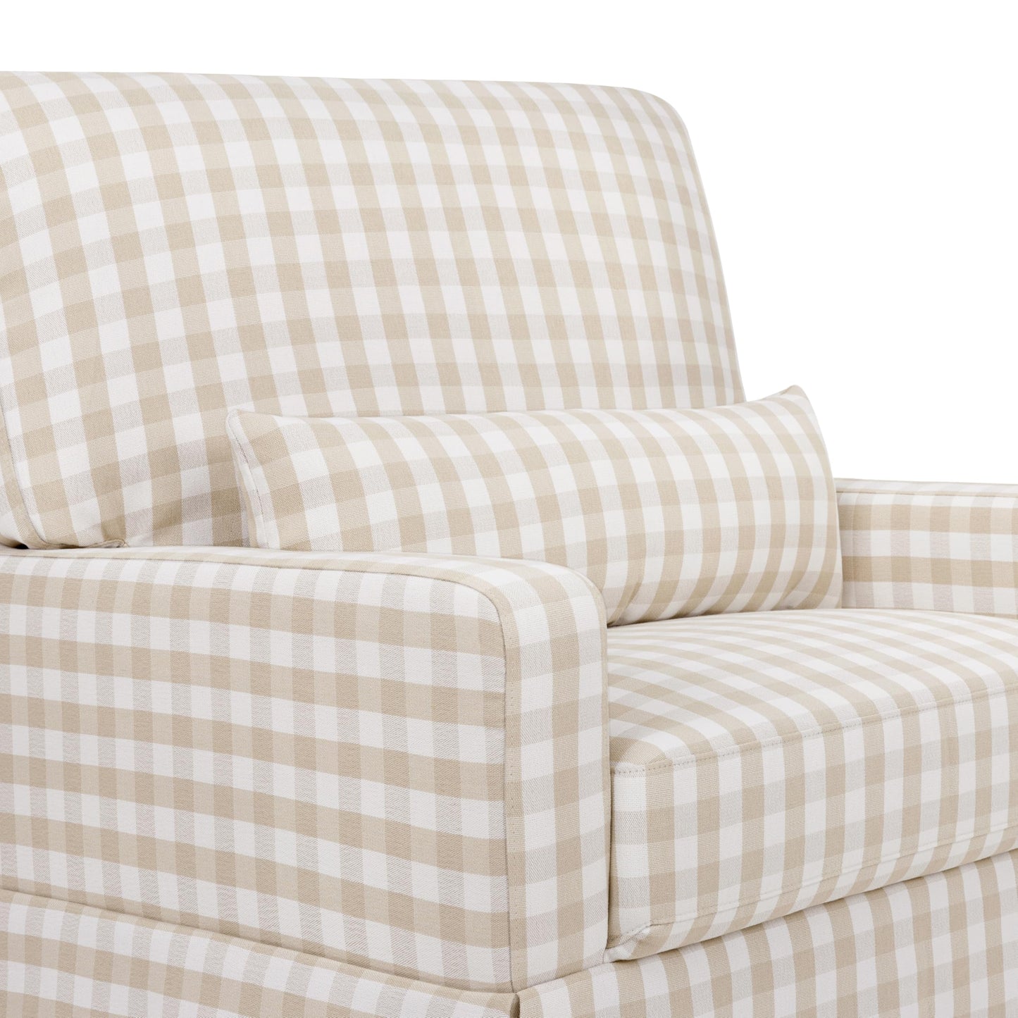 Namesake Crawford Pillowback Chair and a Half Comfort Swivel Glider in Tan Gingham, Greenguard Gold & CertiPUR-US Certified