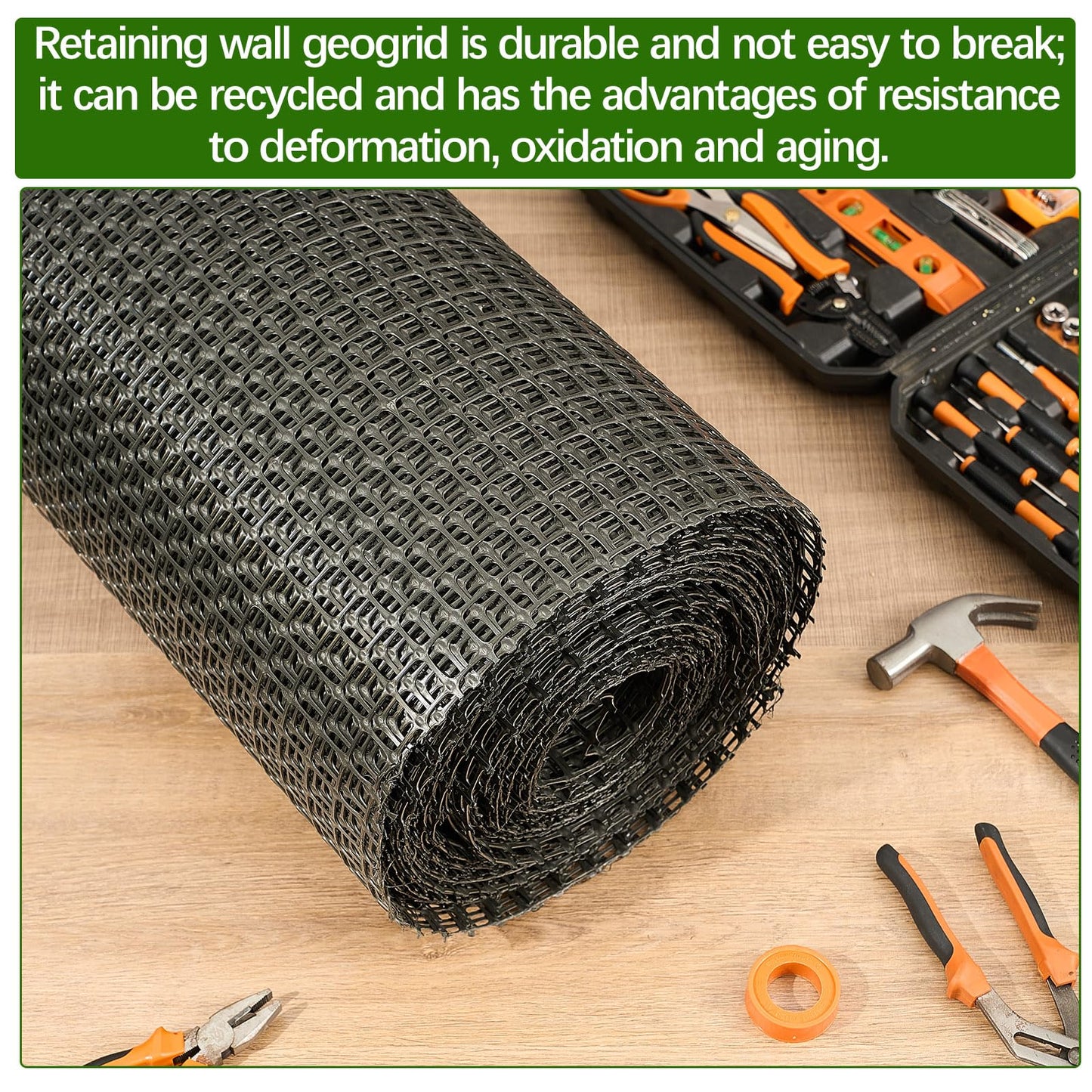 Wesnoy 3ft x 200ft Bi-Directional Universal Retaining Wall Geogrid Driveway Stabilization Grids Gravel Grid Walls Geocell Geogrid for Retaining Wall